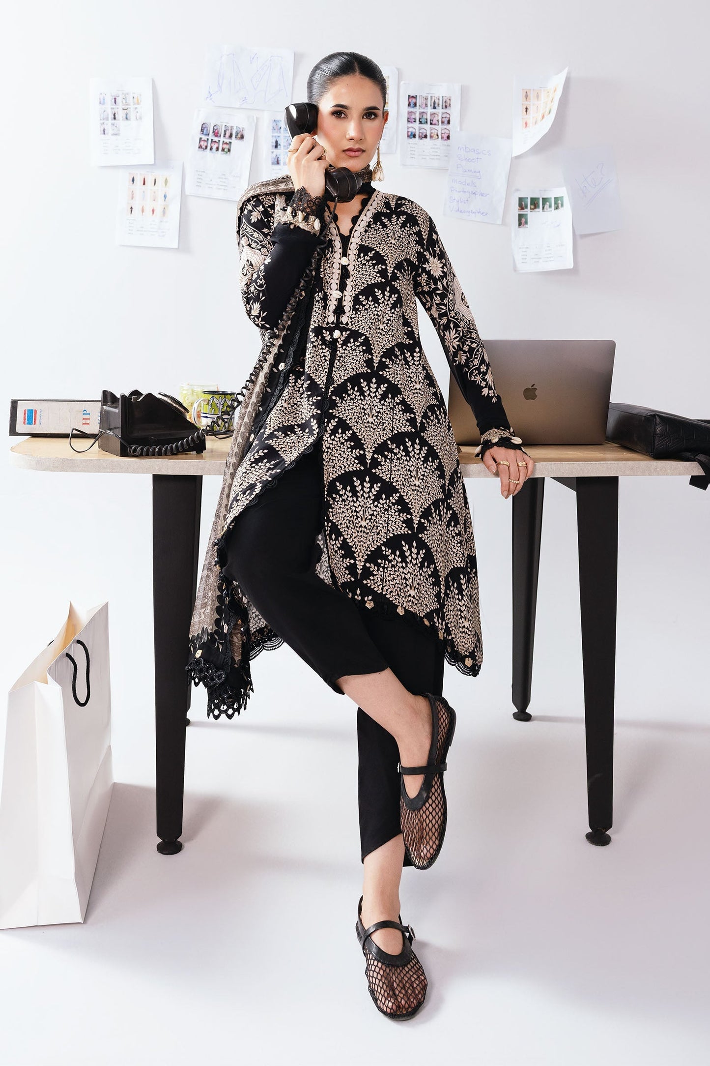 Maria B | Winter Basics 25 | MB-CUS25-1108A - Casual Dress - available at Maria Faisal in UK and USA.