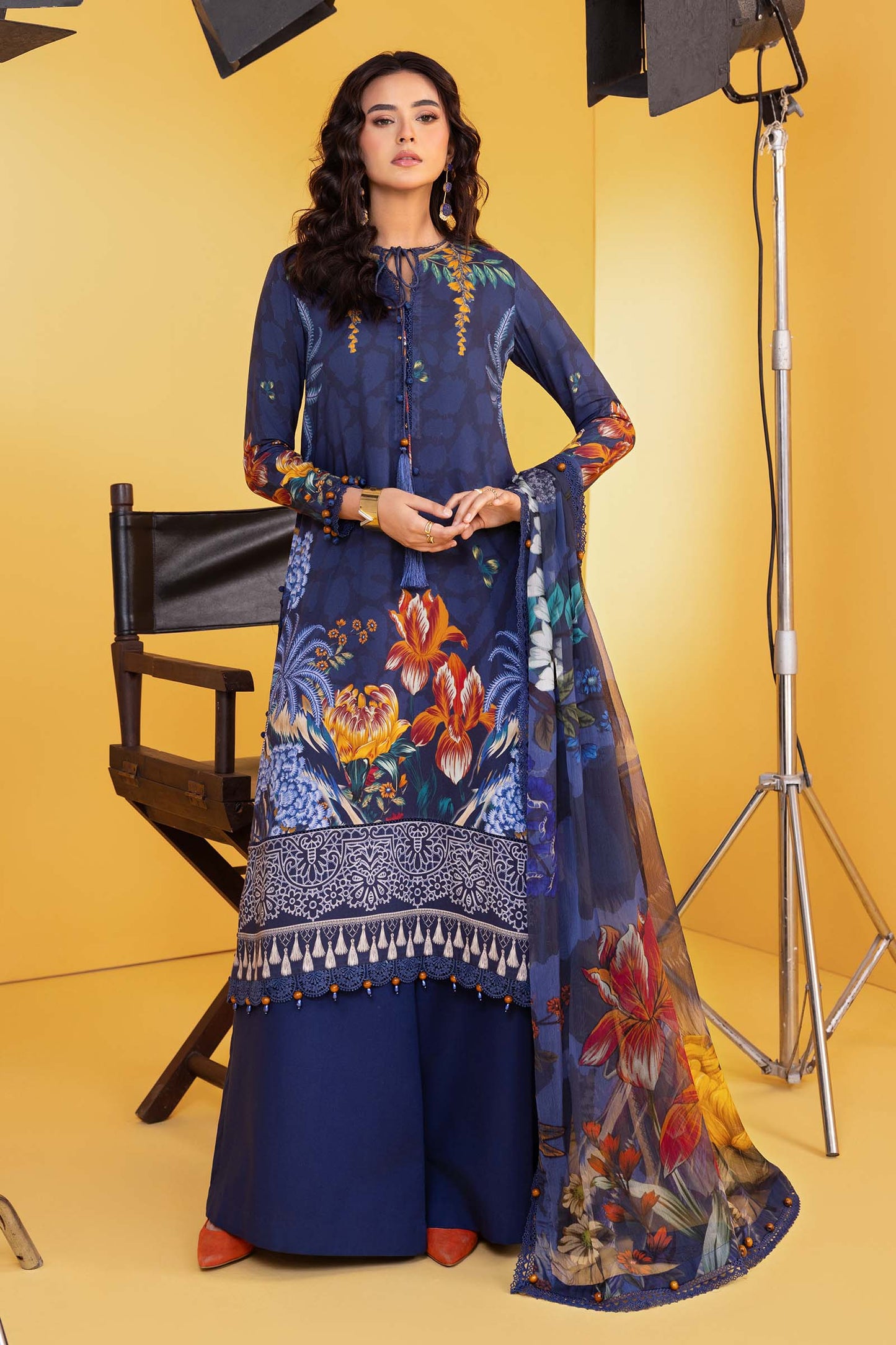 Maria B | Winter Basics 25 | MB-CUS25-1109B - Casual Dress - available at Maria Faisal in UK and USA.