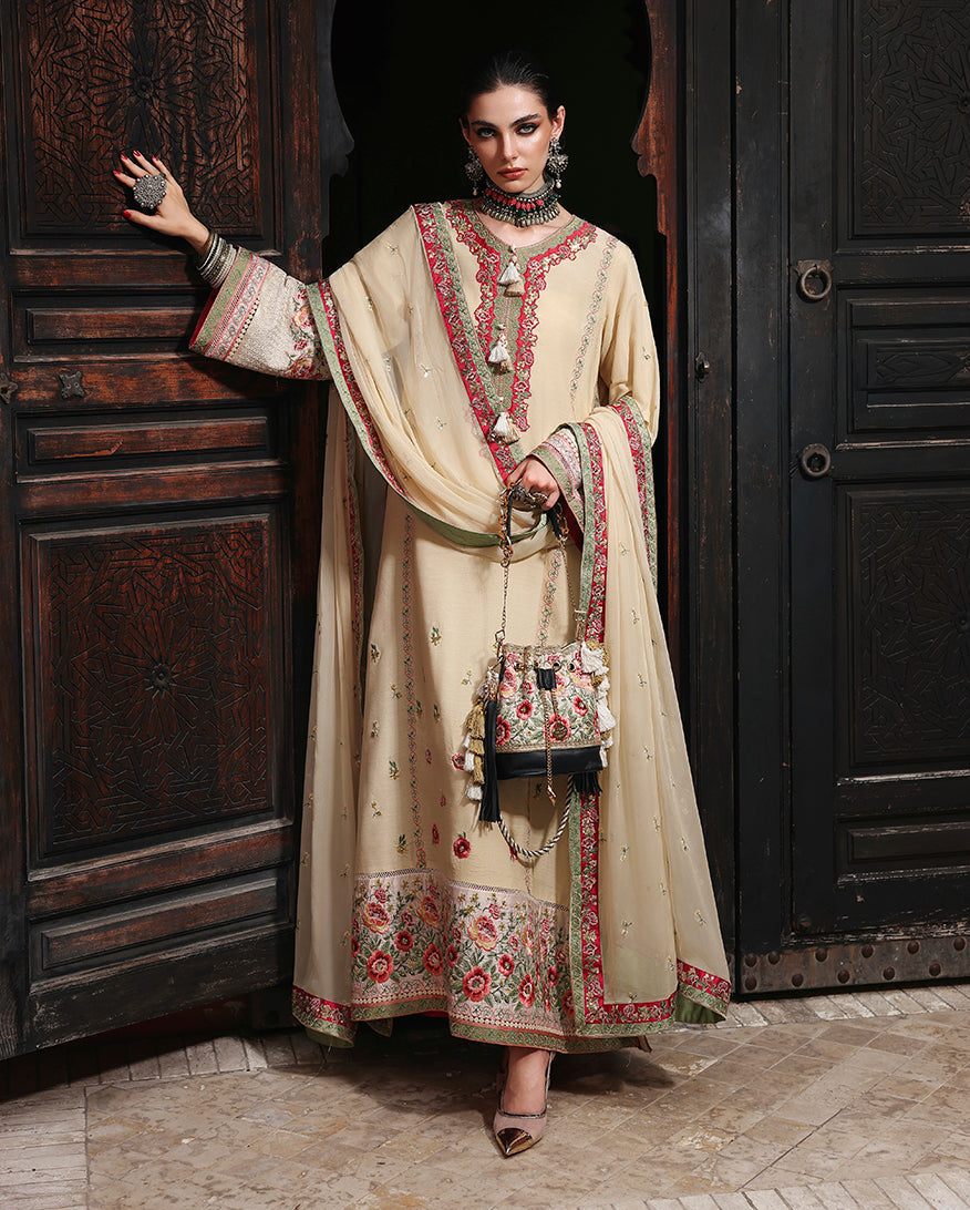 Mushq | Nuvera Rawsilk | Cardinal Gem - Luxury Dress - available at Maria Faisal in UK and USA.