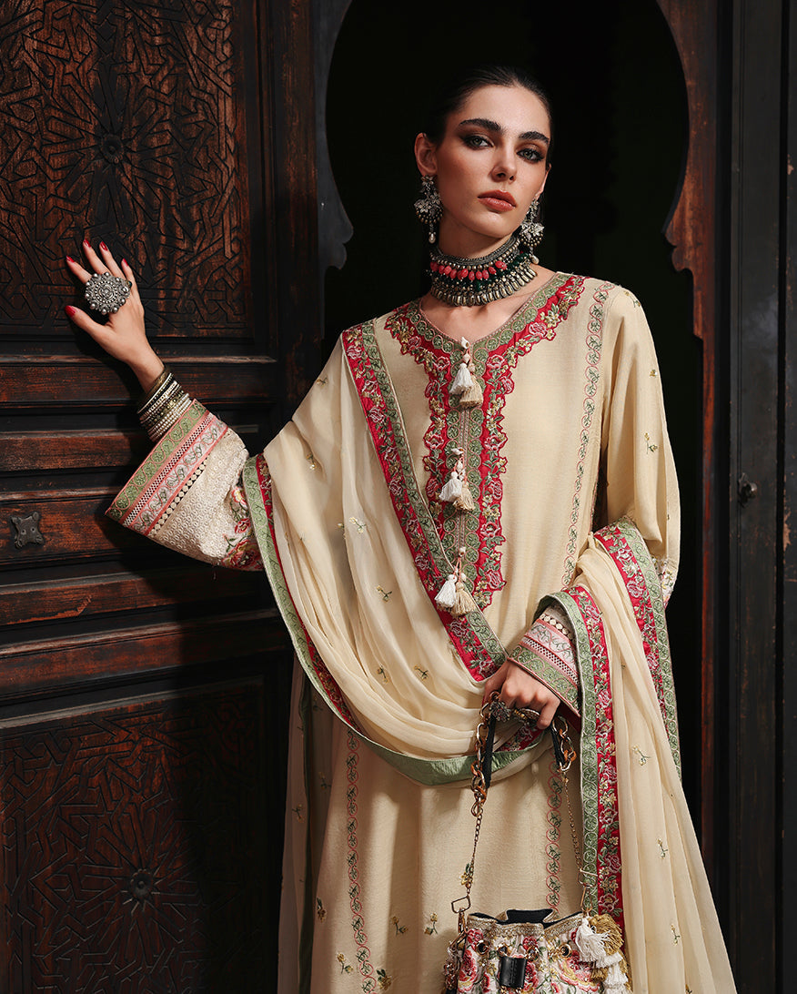 Mushq | Nuvera Rawsilk | Cardinal Gem - Luxury Dress - available at Maria Faisal in UK and USA.