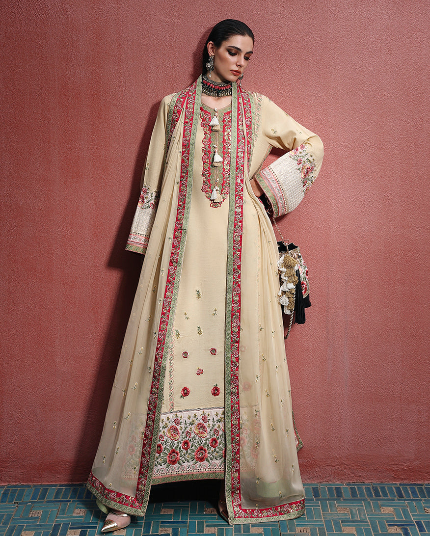 Mushq | Nuvera Rawsilk | Cardinal Gem - Luxury Dress - available at Maria Faisal in UK and USA.