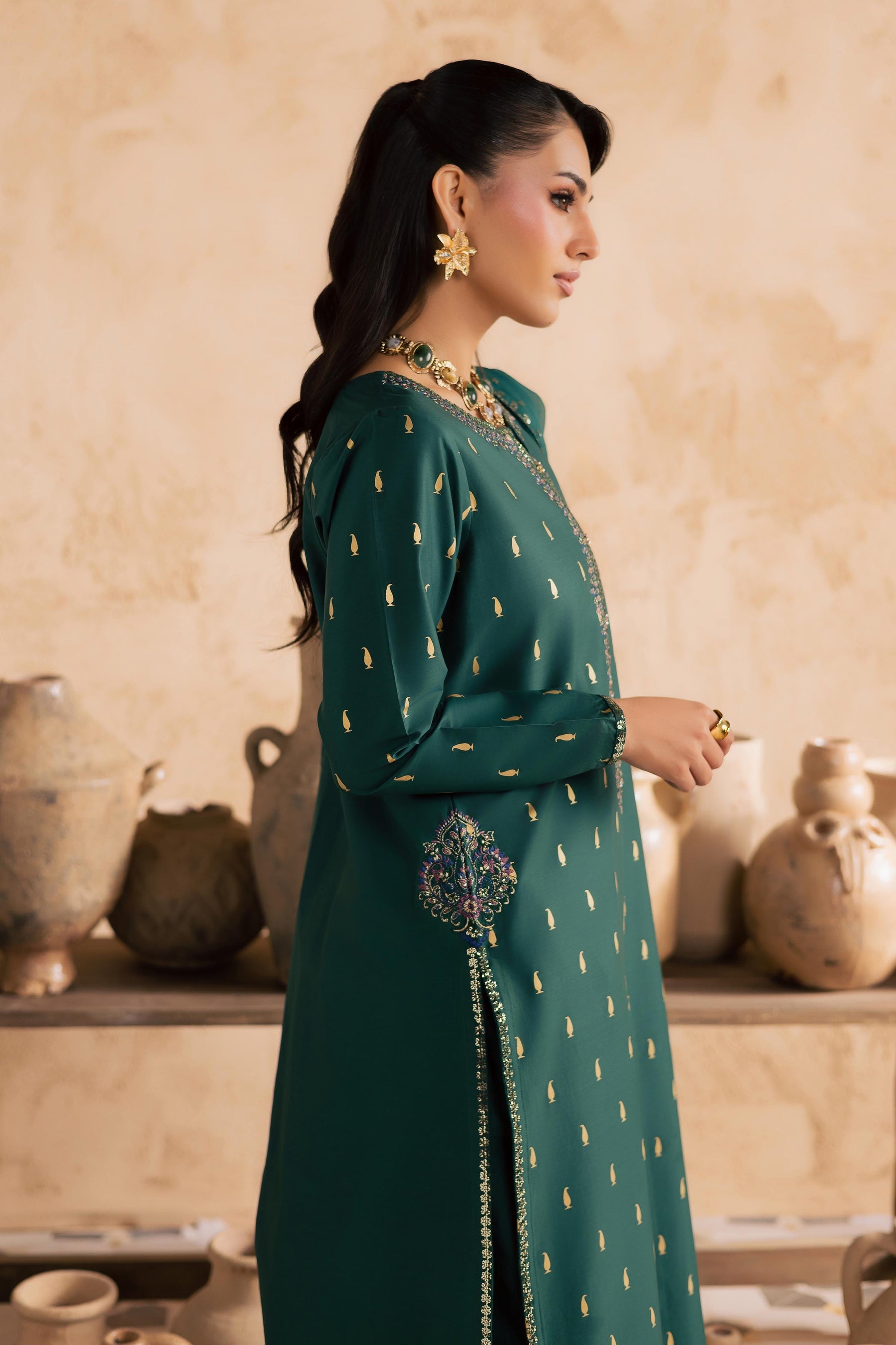 Batik | Festive Eid 26 | Caspien - Luxury Dress - available at Maria Faisal in UK and USA.