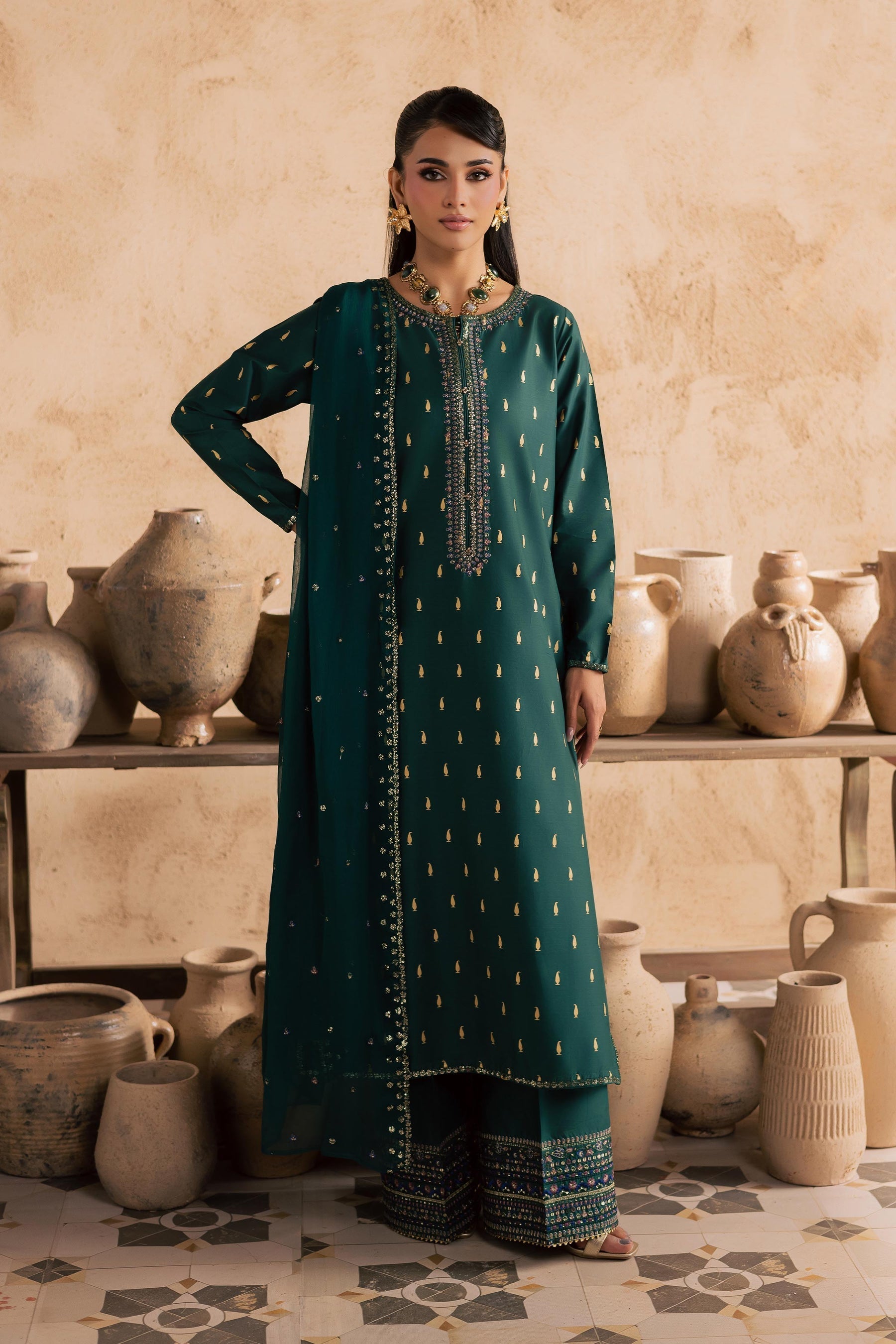 Batik | Festive Eid 26 | Caspien - Luxury Dress - available at Maria Faisal in UK and USA.