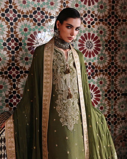 Mushq | Nuvera Rawsilk | Celestia Crown - Luxury Dress - available at Maria Faisal in UK and USA.