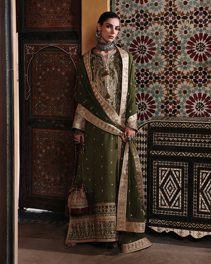 Mushq | Nuvera Rawsilk | Celestia Crown - Luxury Dress - available at Maria Faisal in UK and USA.