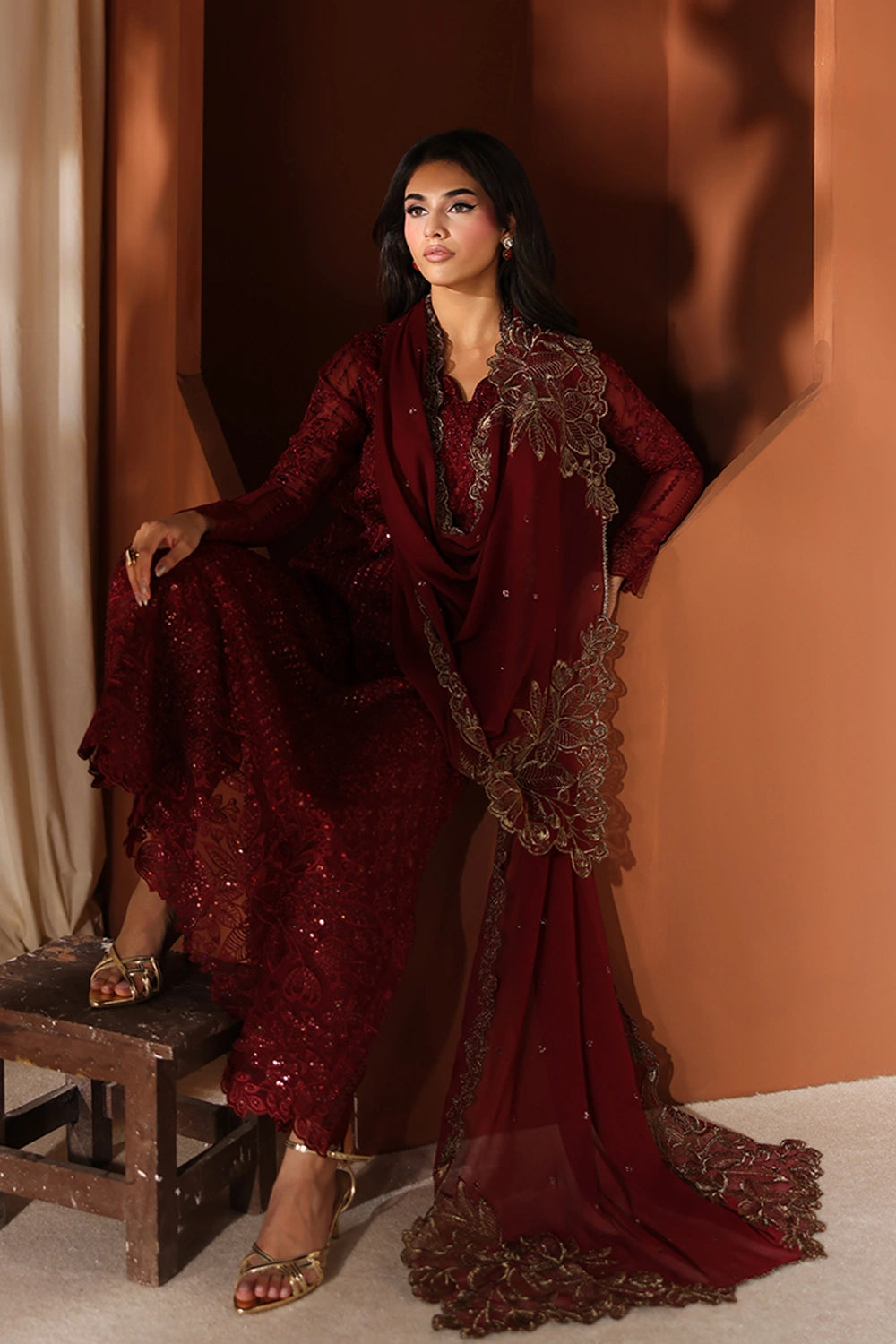 Azure | Azure Luxe | Cherry Blossom - Luxury Dress - available at Maria Faisal in UK and USA.