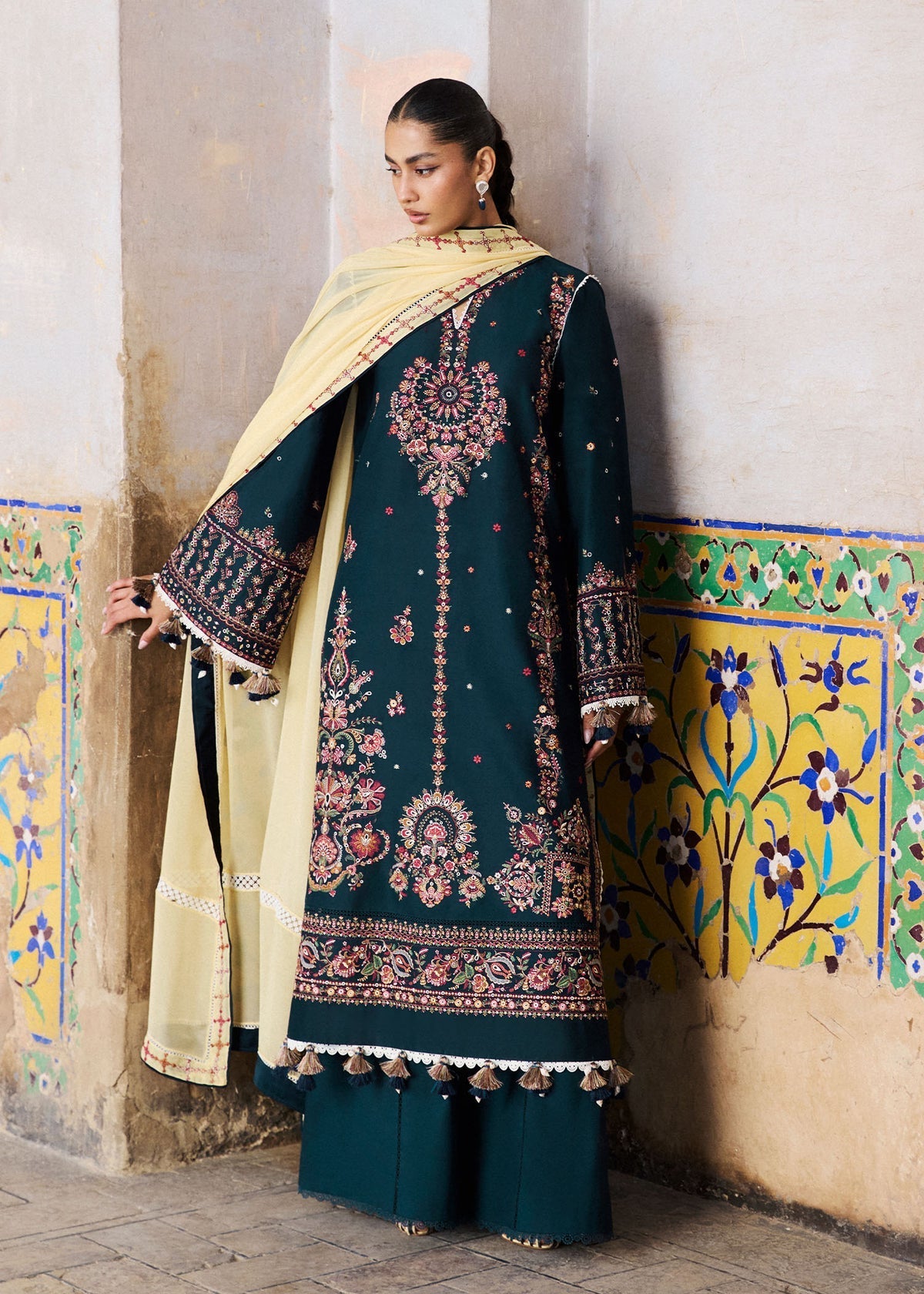 Hussain Rehar | Zan SS26 | Cinko - Luxury Dress - available at Maria Faisal in UK and USA.