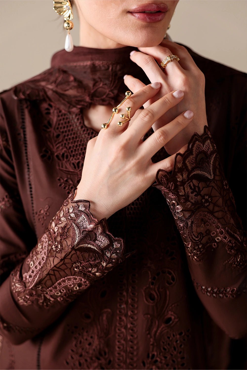 Azure | Luxury Lawn 26 | Cinnamon - Luxury Dress - available at Maria Faisal in UK and USA.