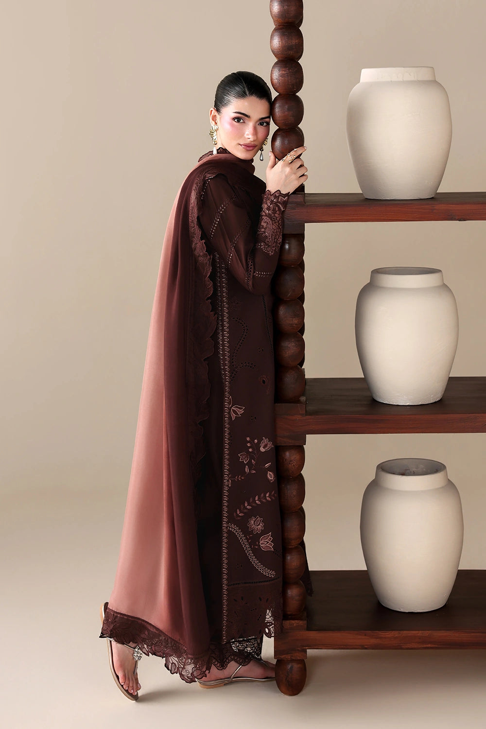 Azure | Luxury Lawn 26 | Cinnamon - Luxury Dress - available at Maria Faisal in UK and USA.