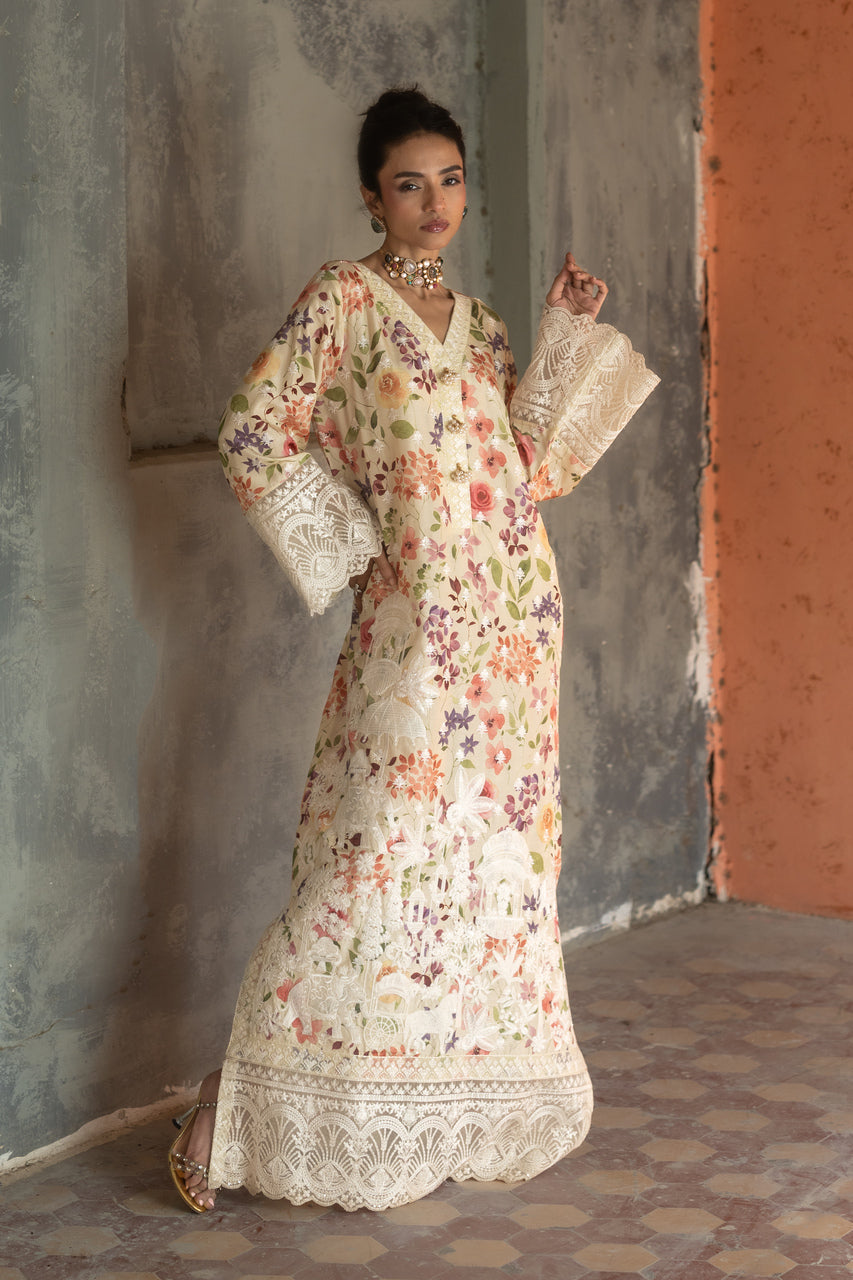 Zainab Chottani | Summer Edition 26 | Citron Kaftan - Formal Dress - available at Maria Faisal in UK and USA.