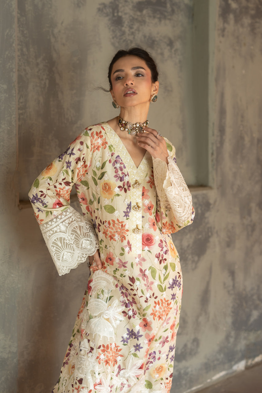 Zainab Chottani | Summer Edition 26 | Citron Kaftan - Formal Dress - available at Maria Faisal in UK and USA.