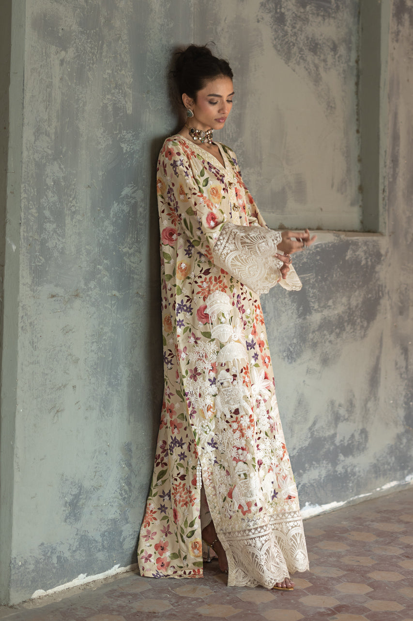 Zainab Chottani | Summer Edition 26 | Citron Kaftan - Formal Dress - available at Maria Faisal in UK and USA.