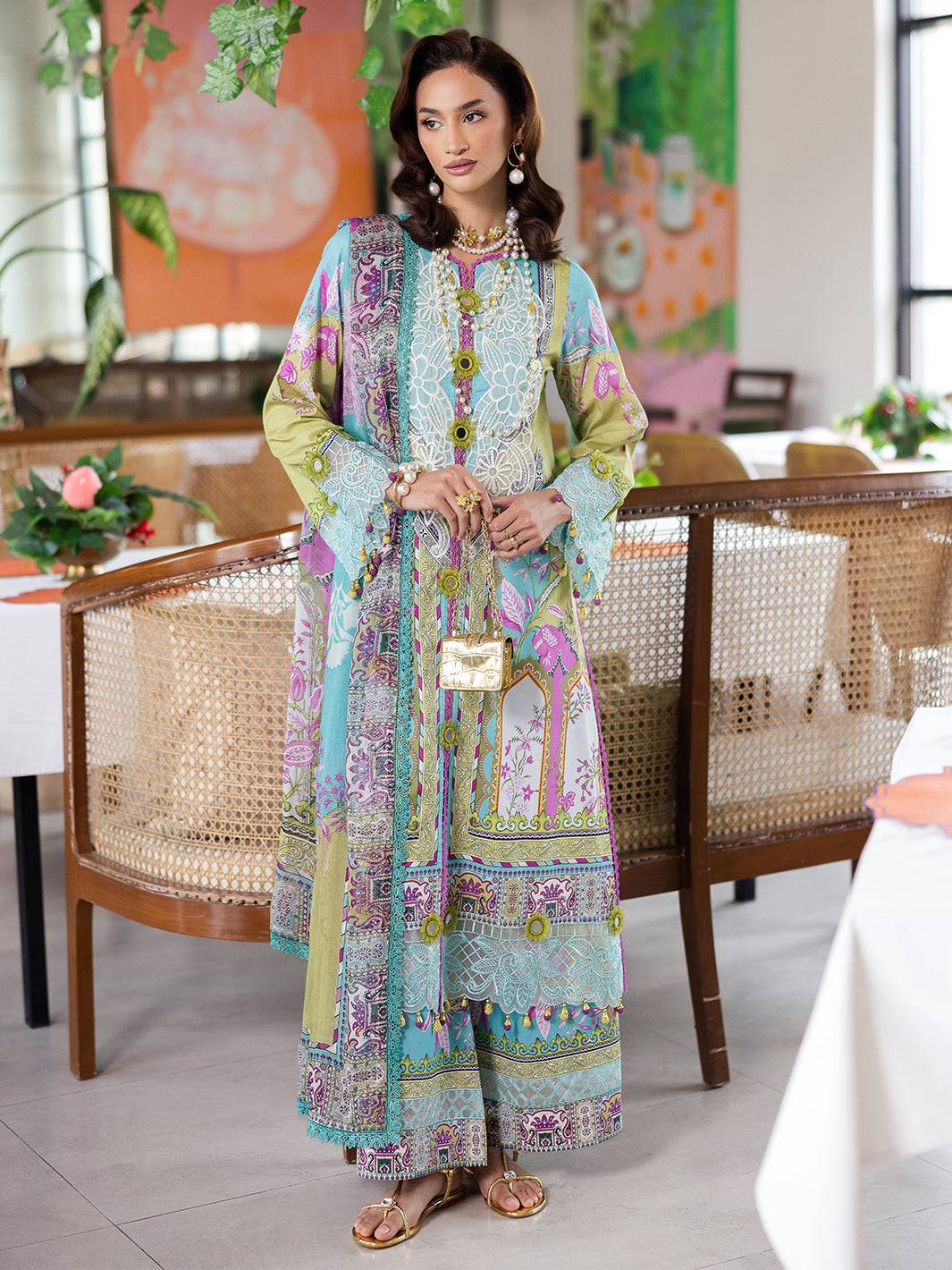 Mahnur | After Hours Luxury Lawn 25 | Citrus Glow by Maria Faisal - Registered Vendor of : Mahnur - type : Ladies Clothes - 100% original wedding dresses