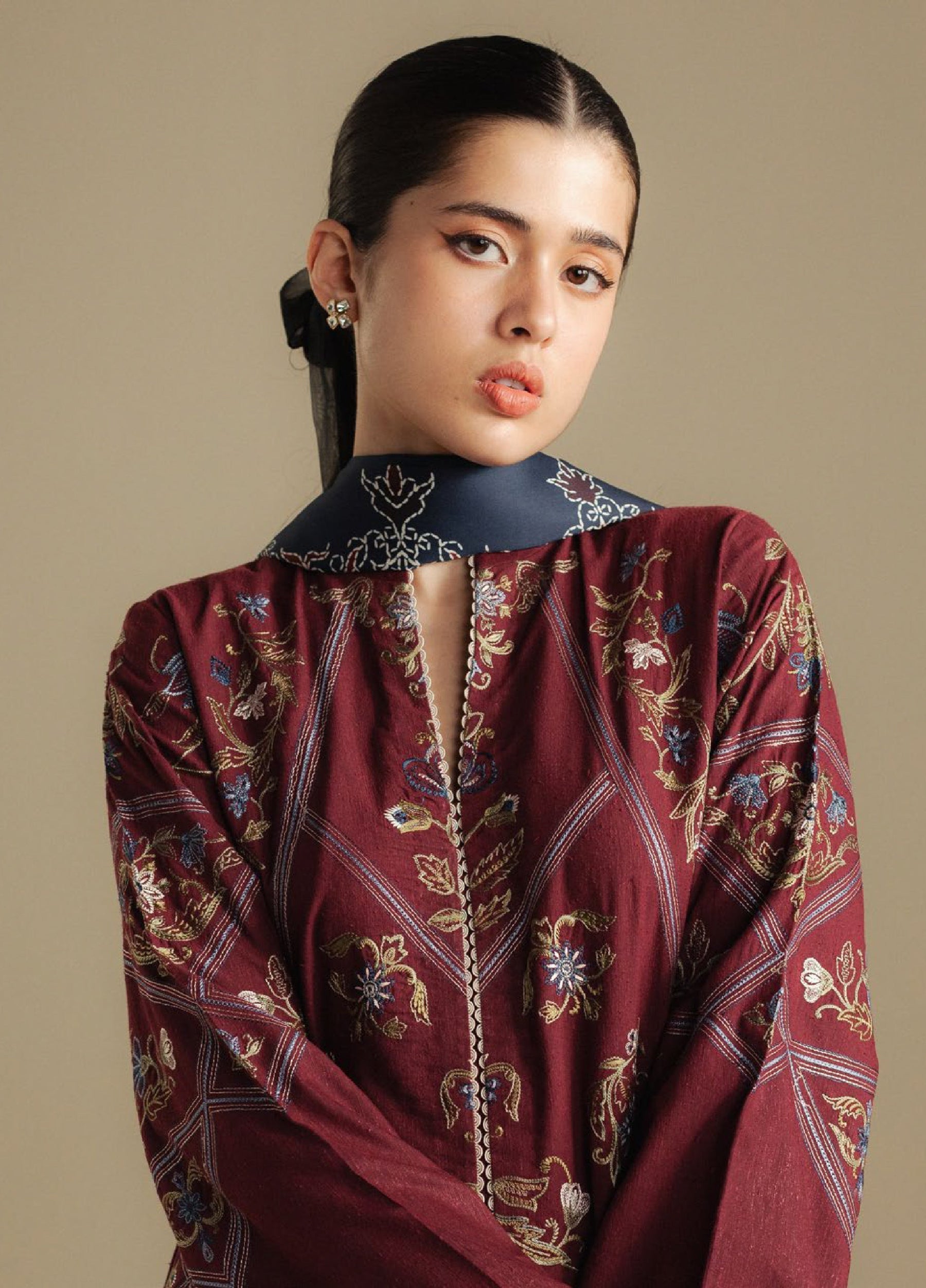 Zara Shahjahan | Coco Winter 25 | Coral-4B - Casual Dress - available at Maria Faisal in UK and USA.