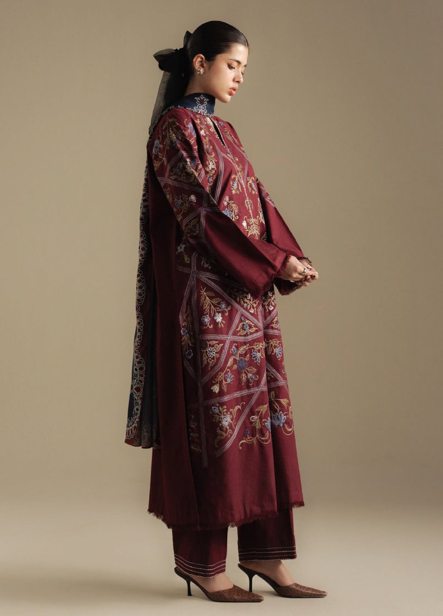 Zara Shahjahan | Coco Winter 25 | Coral-4B - Casual Dress - available at Maria Faisal in UK and USA.