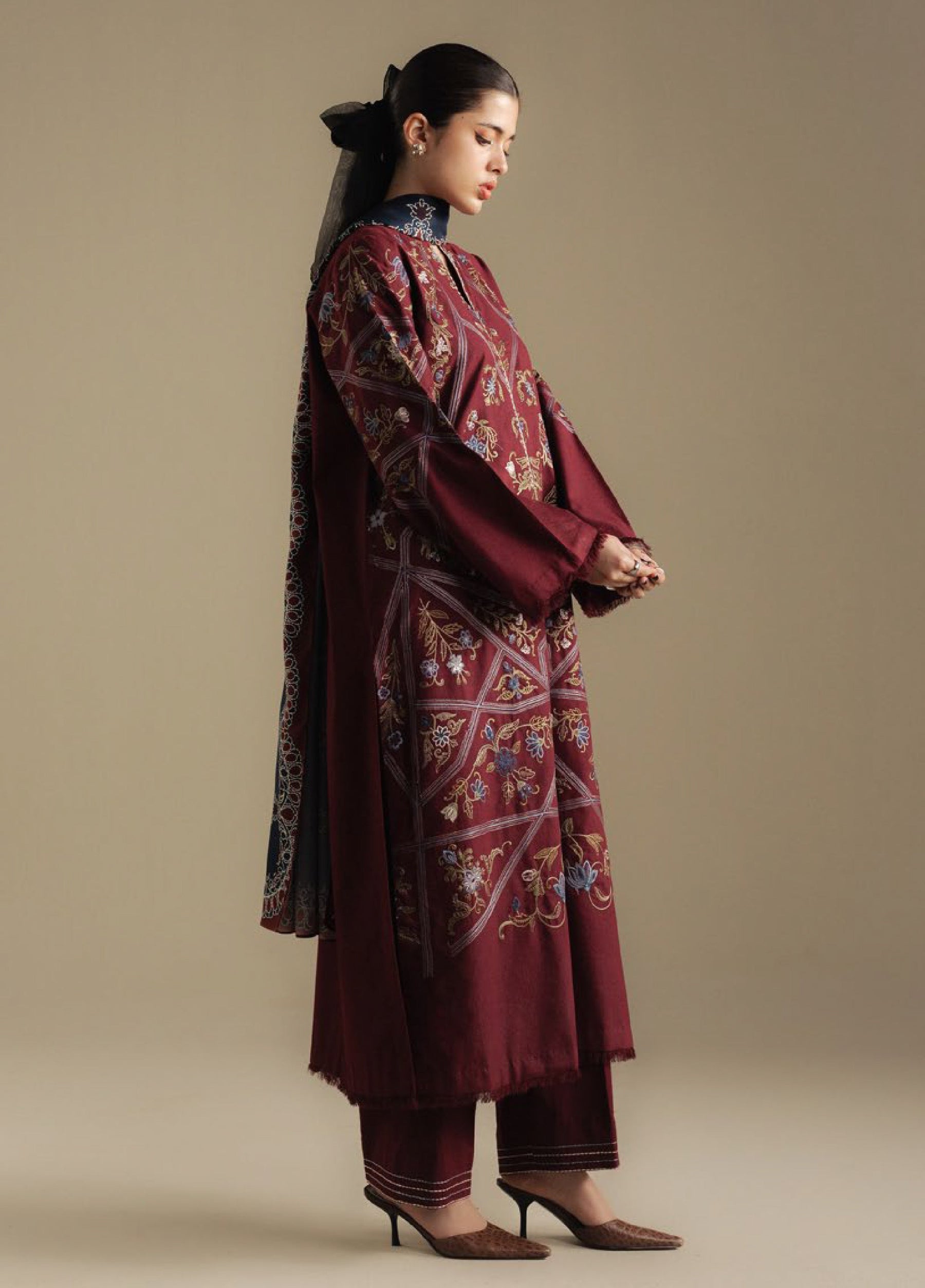 Zara Shahjahan | Coco Winter 25 | Coral-4B - Casual Dress - available at Maria Faisal in UK and USA.