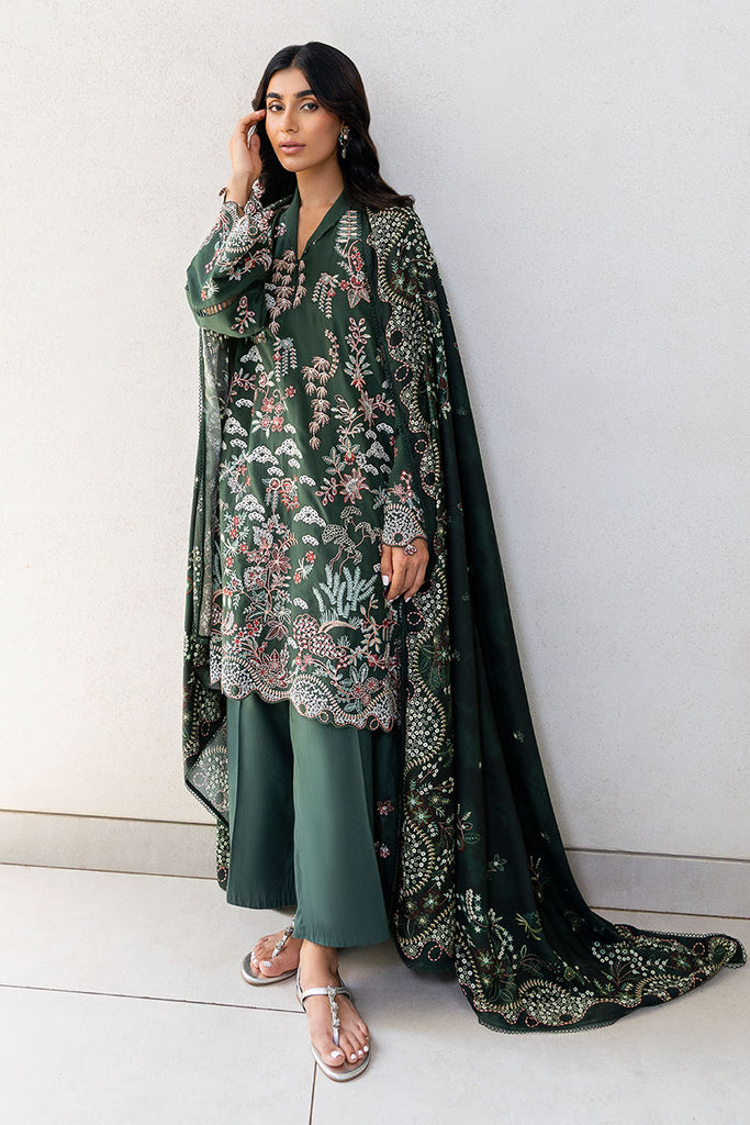 Cross Stitch | Cotton Satin 25 | GREEN ORNATE - Ladies Clothes - Maria Faisal