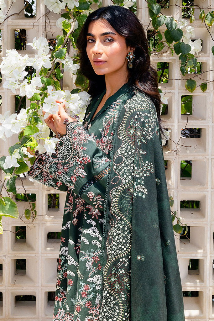 Cross Stitch | Cotton Satin 25 | GREEN ORNATE - Ladies Clothes - Maria Faisal