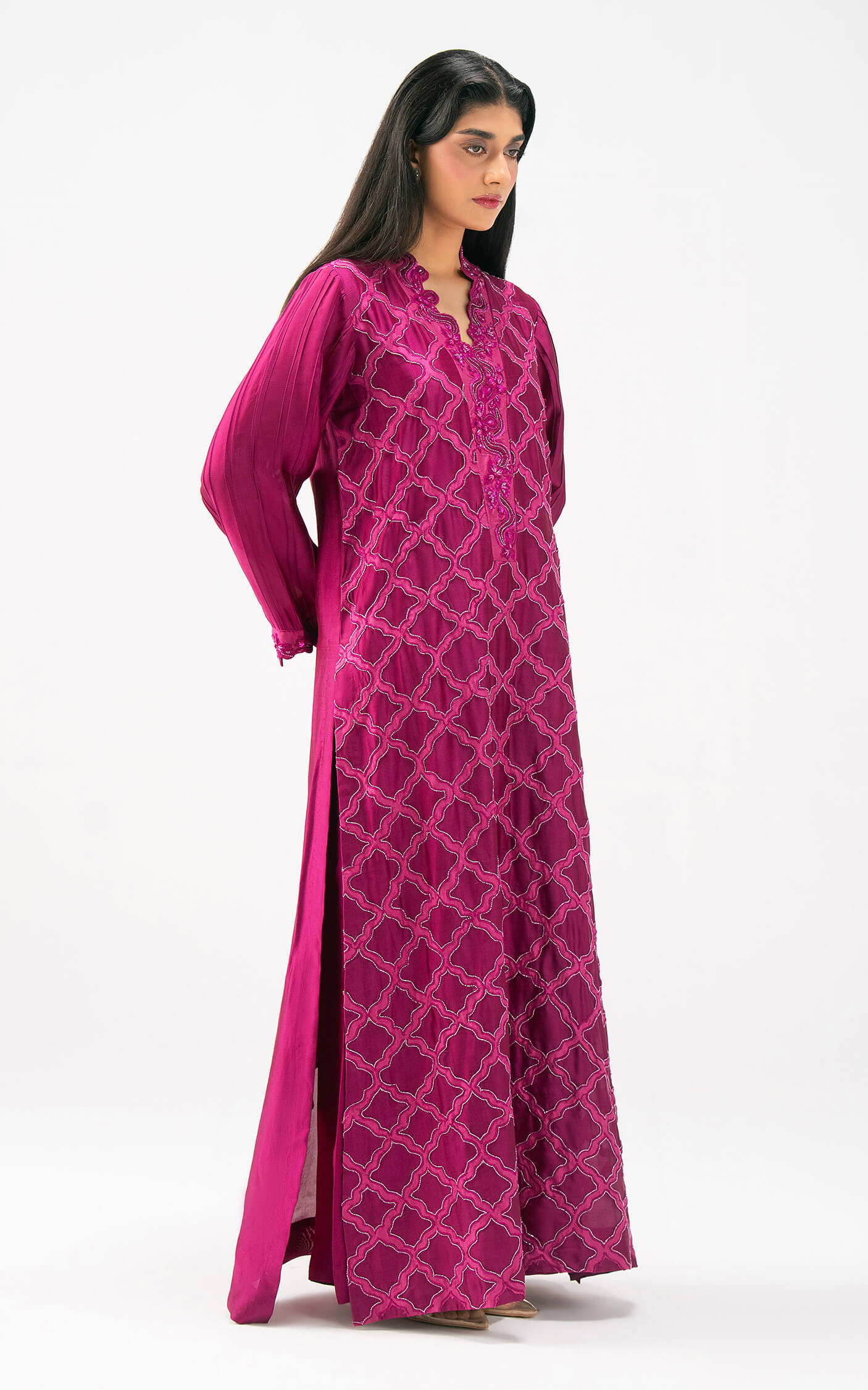 Asifa and Nabeel | Celevara Luxe | Crimson Mirage - Luxury Dress - available at Maria Faisal in UK and USA.