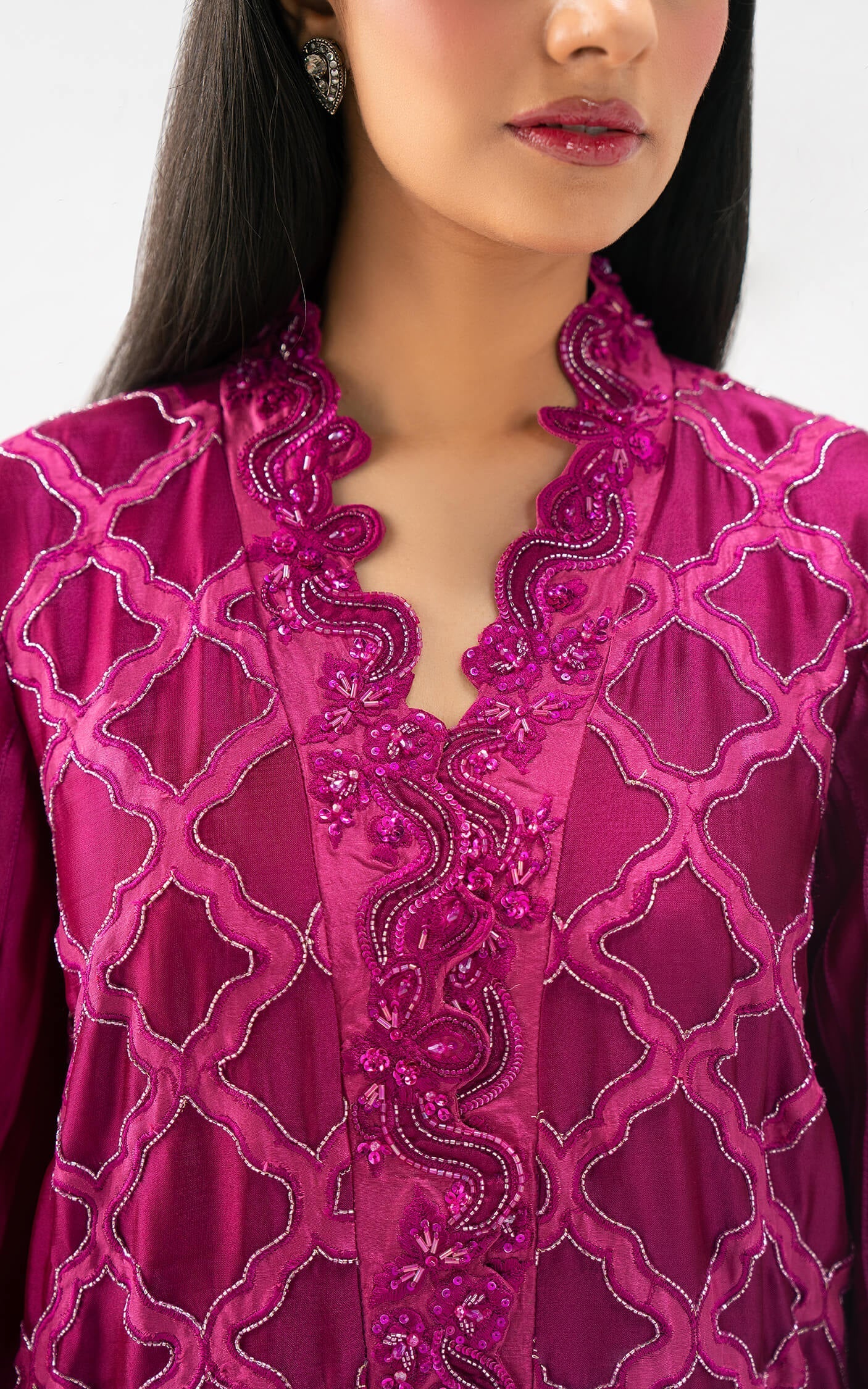 Asifa and Nabeel | Celevara Luxe | Crimson Mirage - Luxury Dress - available at Maria Faisal in UK and USA.