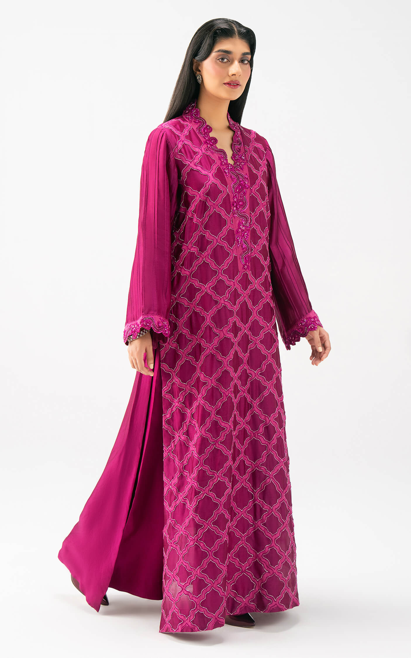 Asifa and Nabeel | Celevara Luxe | Crimson Mirage - Luxury Dress - available at Maria Faisal in UK and USA.