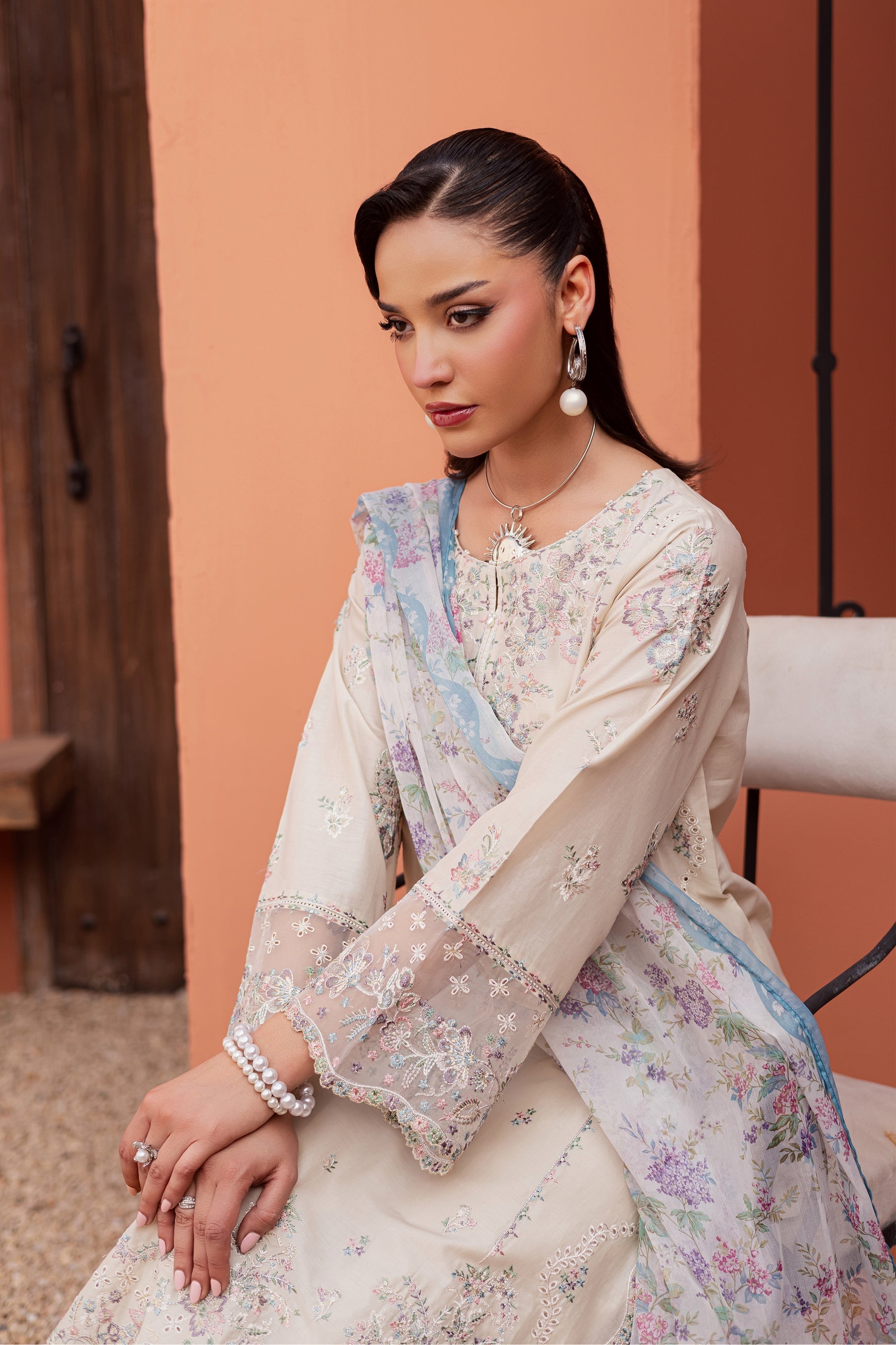 Batik | Festive Eid 26 | Cyntia - Luxury Dress - available at Maria Faisal in UK and USA.