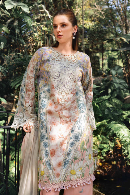 White and Peach Short Shirt with Shalwar - Maria B | M Prints Eid'26 | MPT-2910-B - Ladies Clothes - Maria Faisal