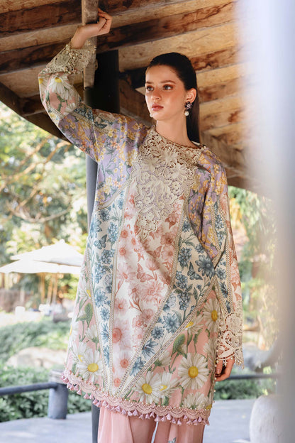 White and Peach Short Shirt with Shalwar - Maria B | M Prints Eid'26 | MPT-2910-B - Ladies Clothes - Maria Faisal