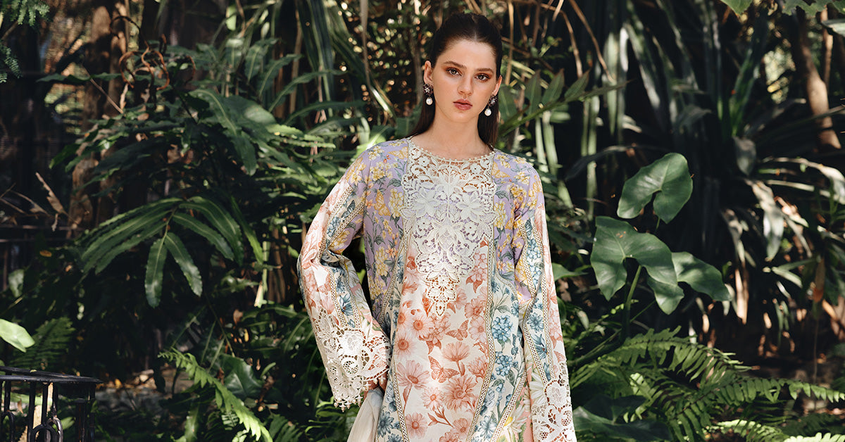 White and Peach Short Shirt with Shalwar - Maria B | M Prints Eid'26 | MPT-2910-B - Ladies Clothes - Maria Faisal