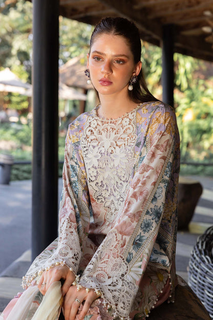 White and Peach Short Shirt with Shalwar - Maria B | M Prints Eid'26 | MPT-2910-B - Ladies Clothes - Maria Faisal