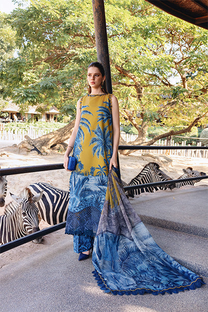 Mustard Long Shirt with Plazo - Maria B | M Prints Eid'26 | MPT-2911-A - Ladies Clothes - Maria Faisal