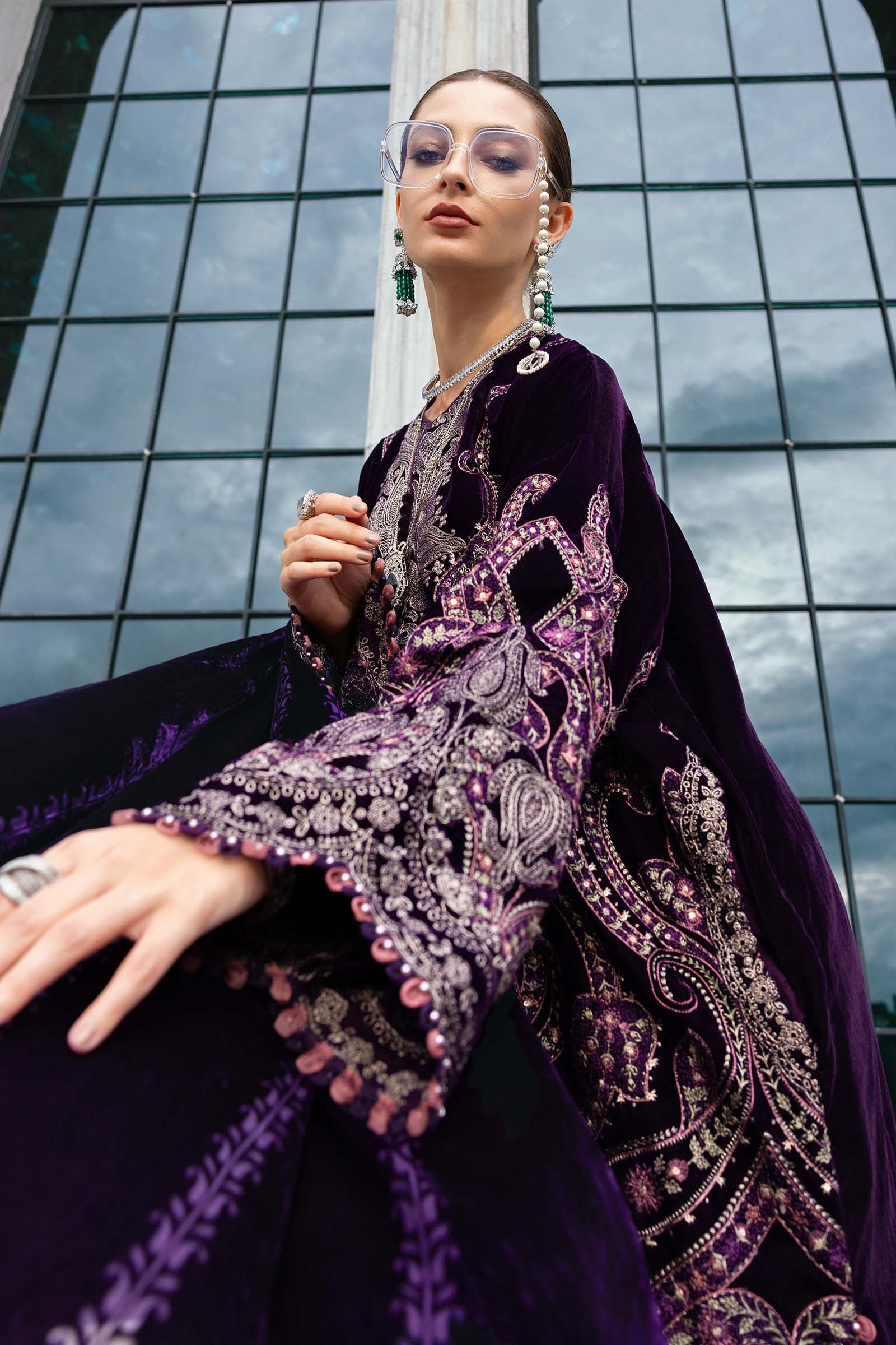 Maria B | Winter Luxe 25 | WL-1311 - Casual Dress - available at Maria Faisal in UK and USA.