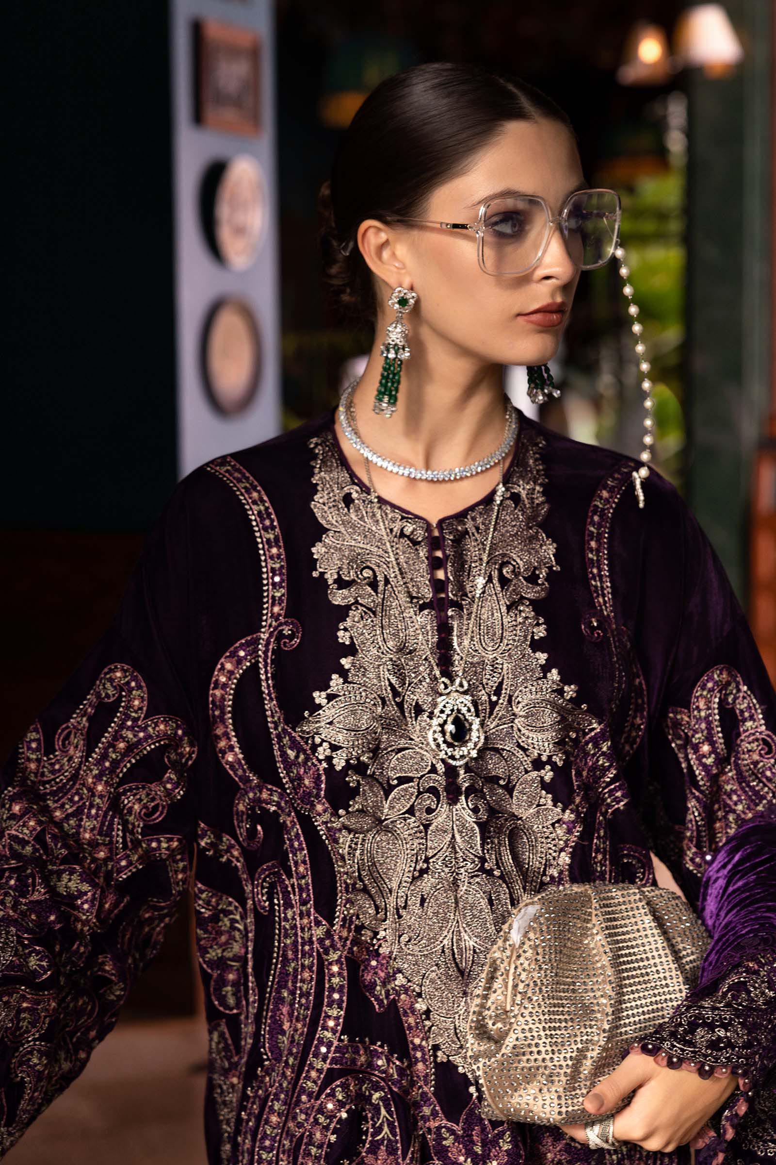 Maria B | Winter Luxe 25 | WL-1311 - Casual Dress - available at Maria Faisal in UK and USA.