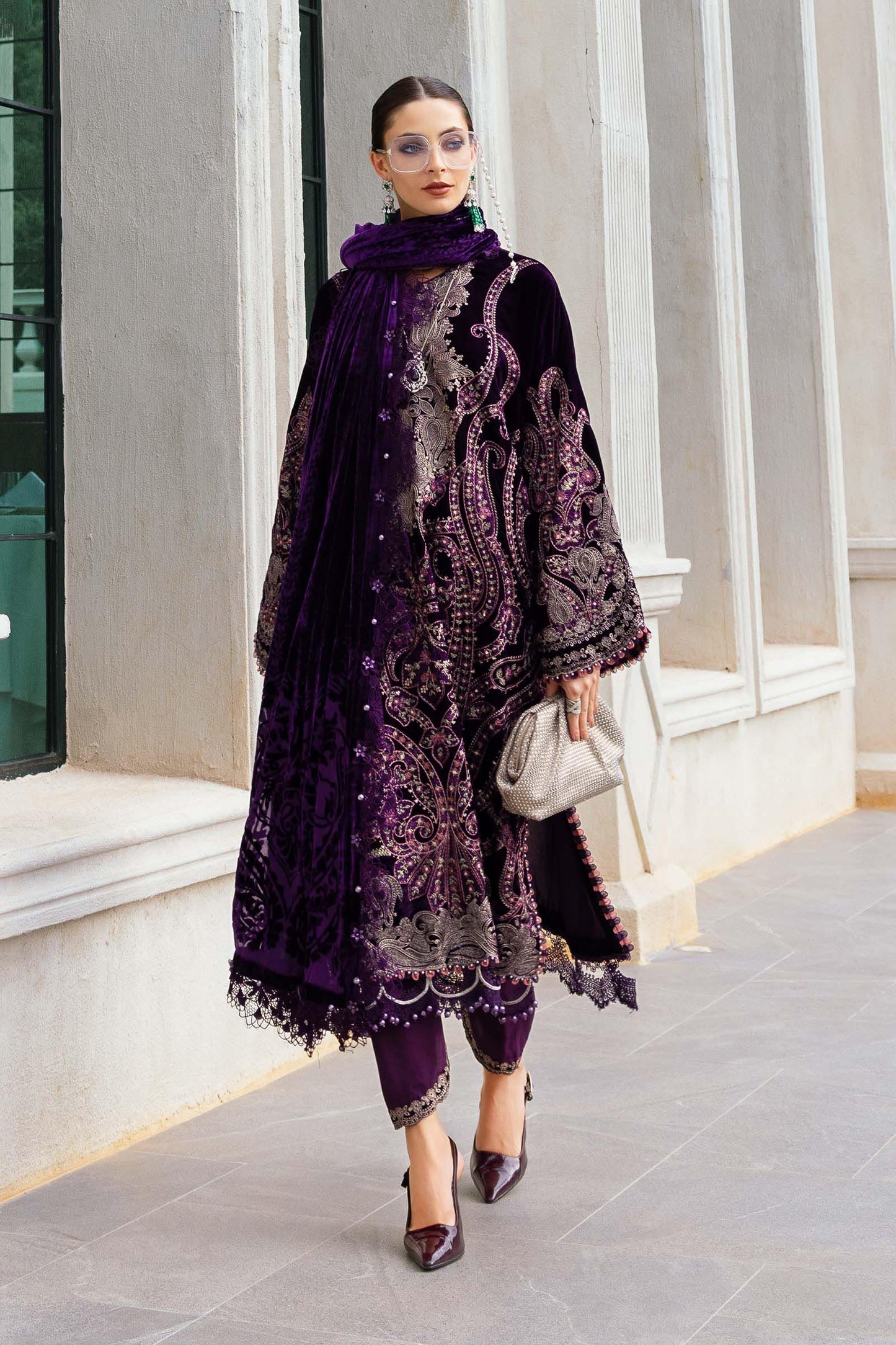 Maria B | Winter Luxe 25 | WL-1311 - Casual Dress - available at Maria Faisal in UK and USA.