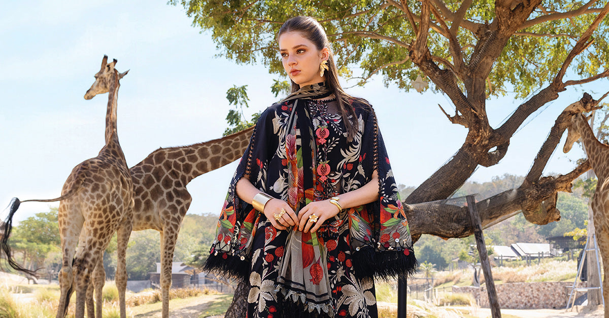 Black Long Shirt with Pants - Maria B | M Prints Eid'26 | MPT-2912-B - Ladies Clothes - Maria Faisal