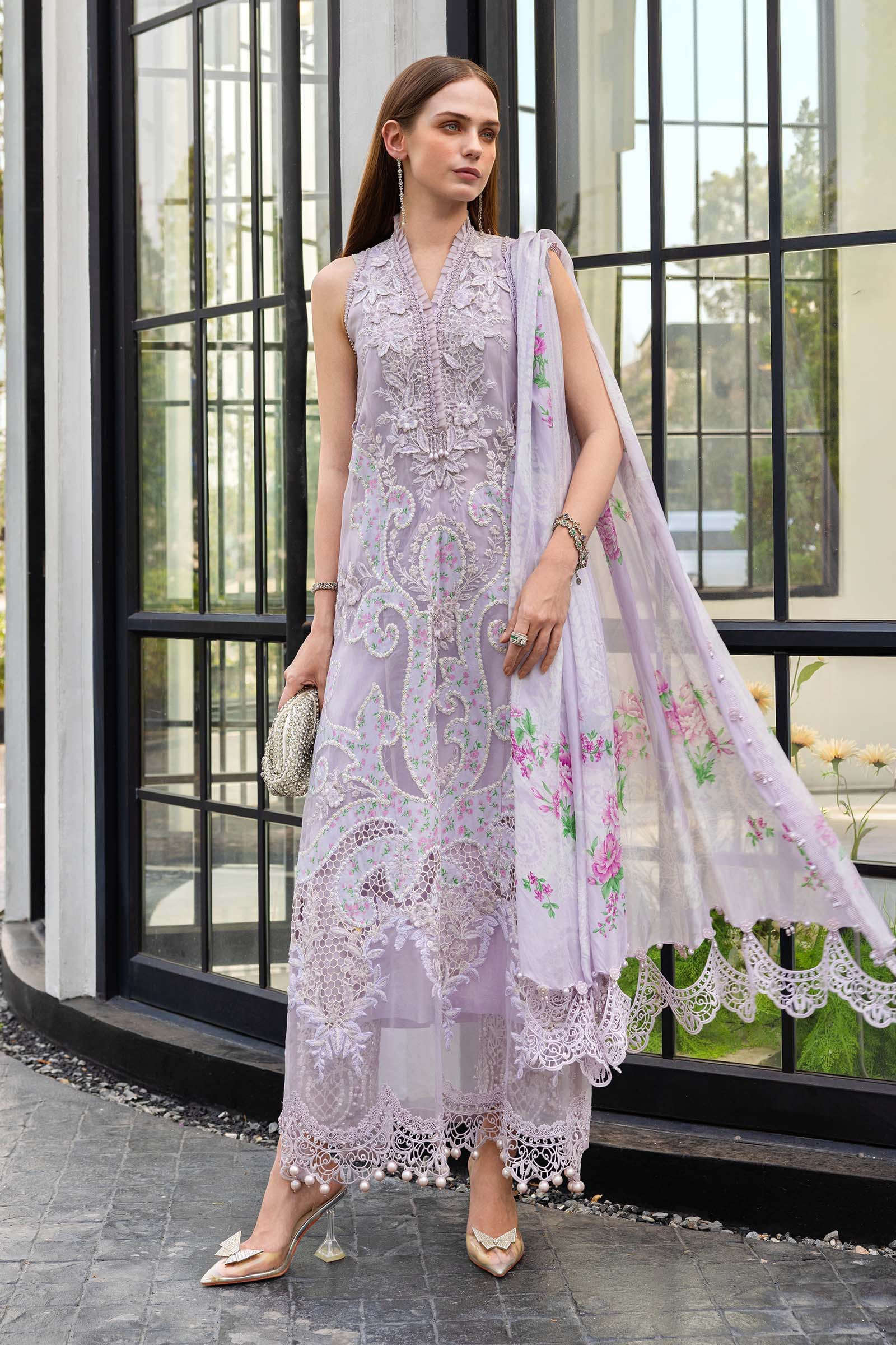 Maria B | luxury Lawn 26 | EL-26-12 - Luxury Dress - available at Maria Faisal in UK and USA.