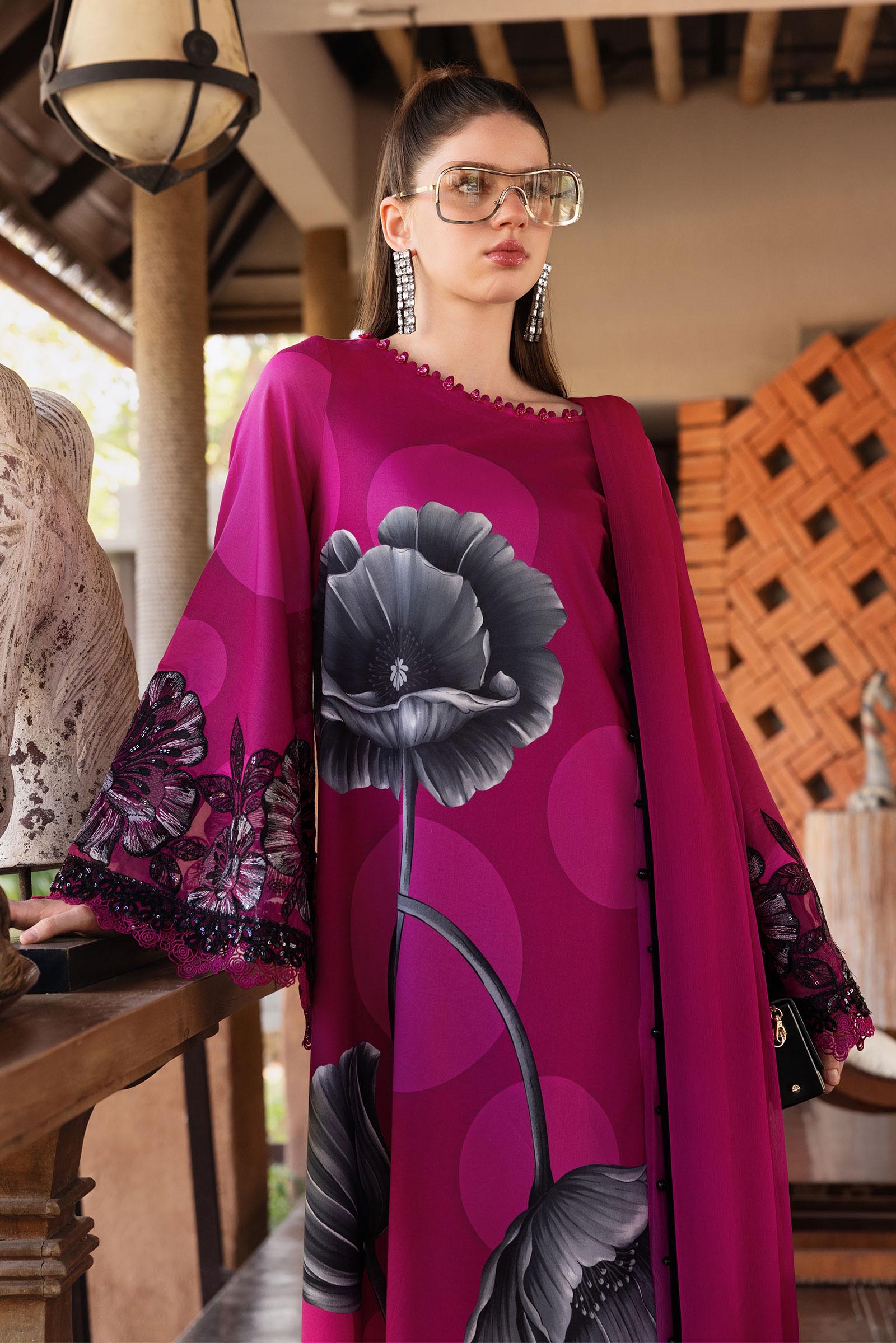 Pink Long Shirt with Pants - Maria B | M Prints Eid'26 | MPT-2913-B - Ladies Clothes - Maria Faisal