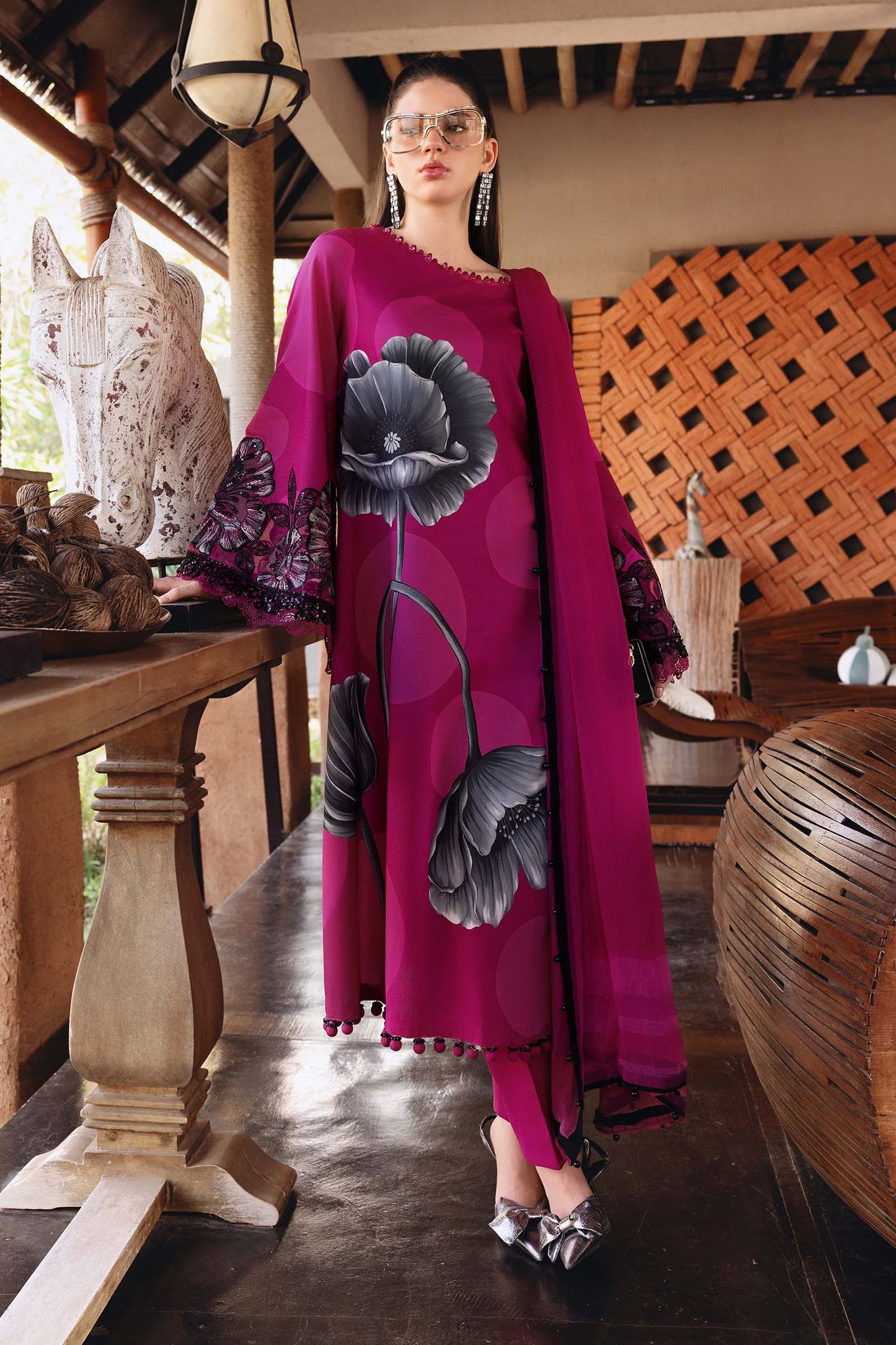 Pink Long Shirt with Pants - Maria B | M Prints Eid'26 | MPT-2913-B - Ladies Clothes - Maria Faisal