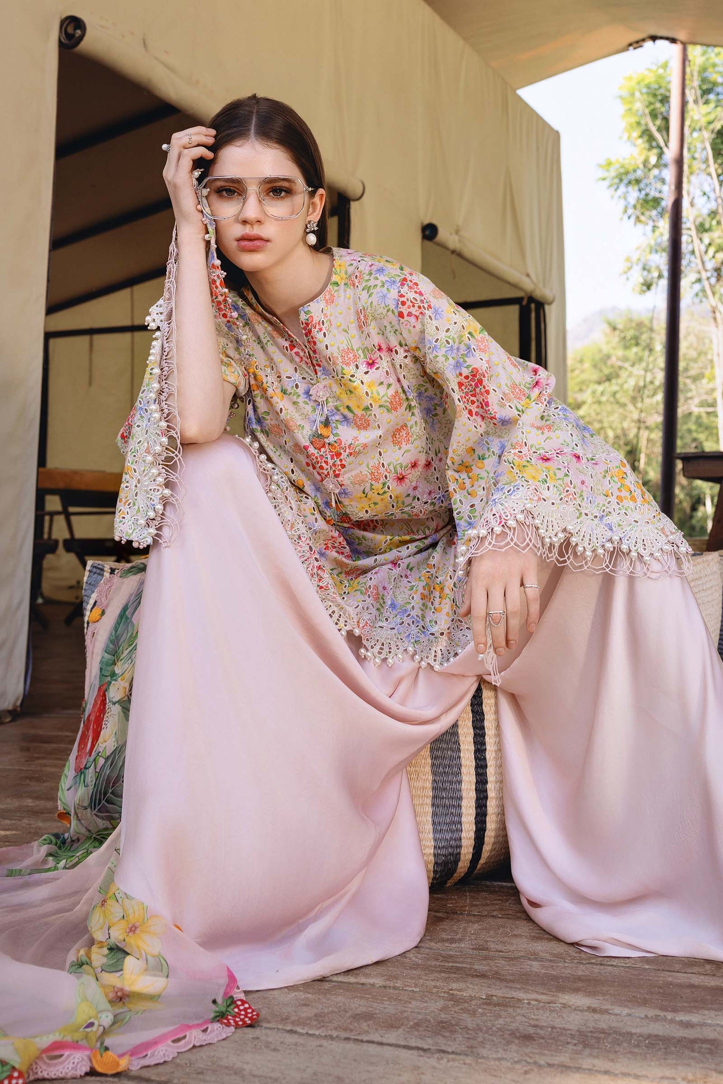 Pink Short Shirt with Shalwar - Maria B | M Prints Eid'26 | MPT-2914-A - Ladies Clothes - Maria Faisal