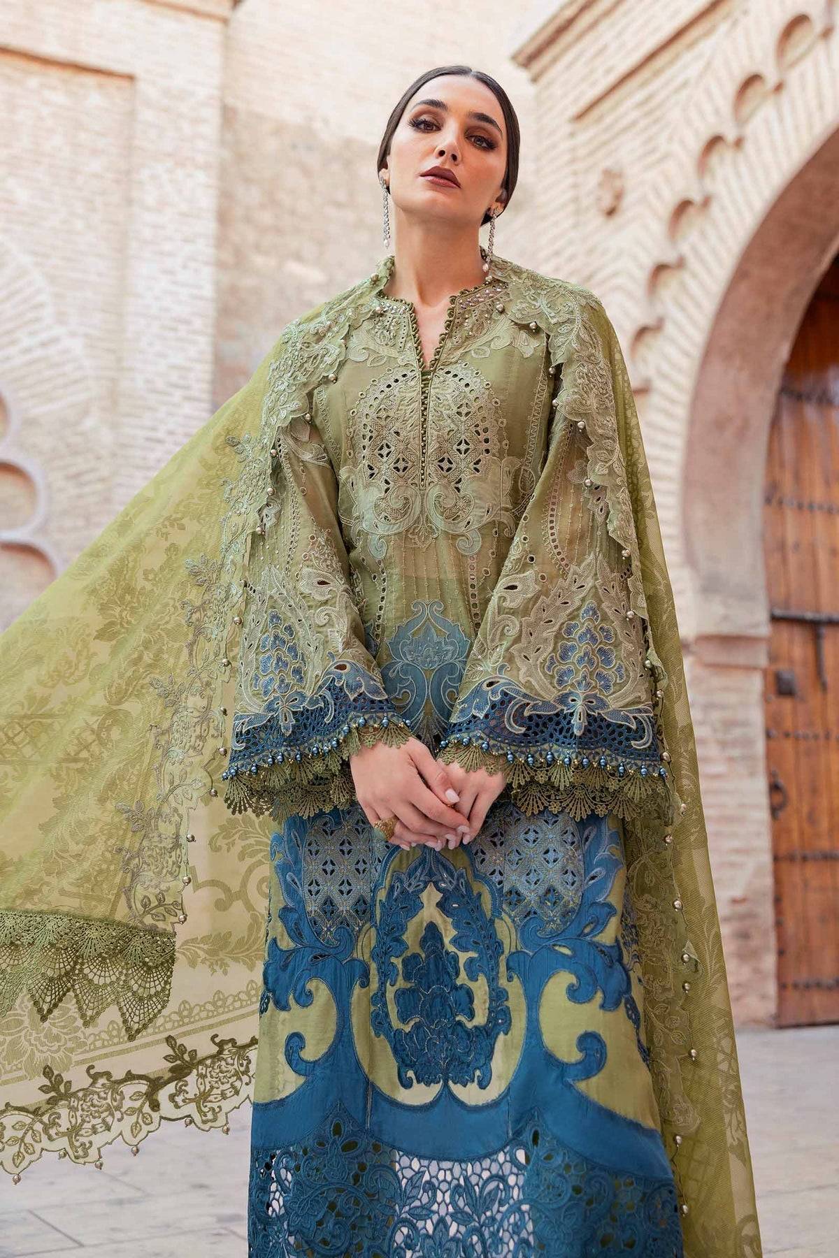 Maria B | Luxury Lawn 25 | D-2501-A by Maria Faisal - Registered Vendor of : Maria B - type : Ladies Clothes - 100% original wedding dresses
