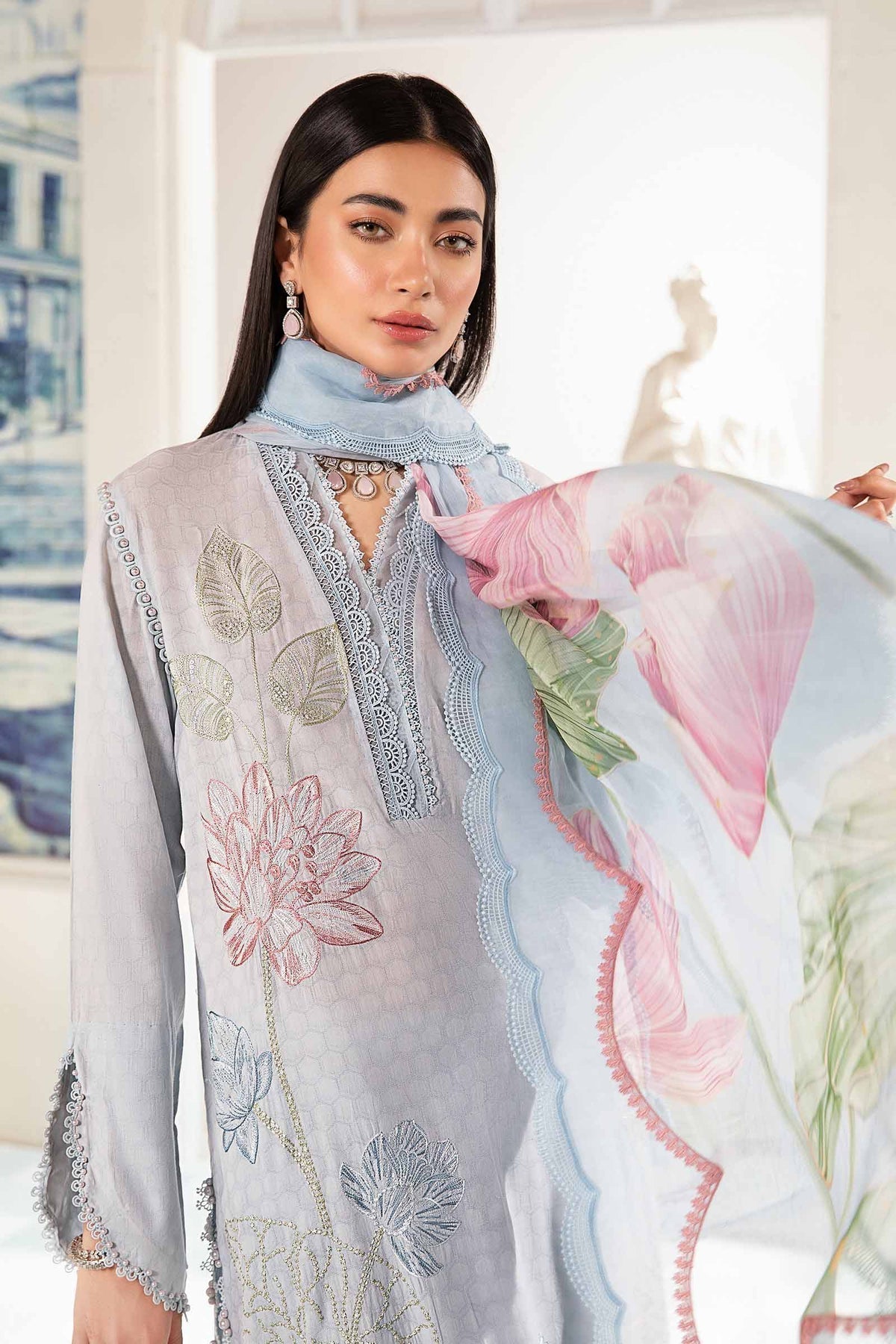 Maria.B | M Print Eid Edit | PT-2201-B - Designer Dress with Intricate embroidery and embellishments. Shop elegent wedding dress at Maria Faisal.