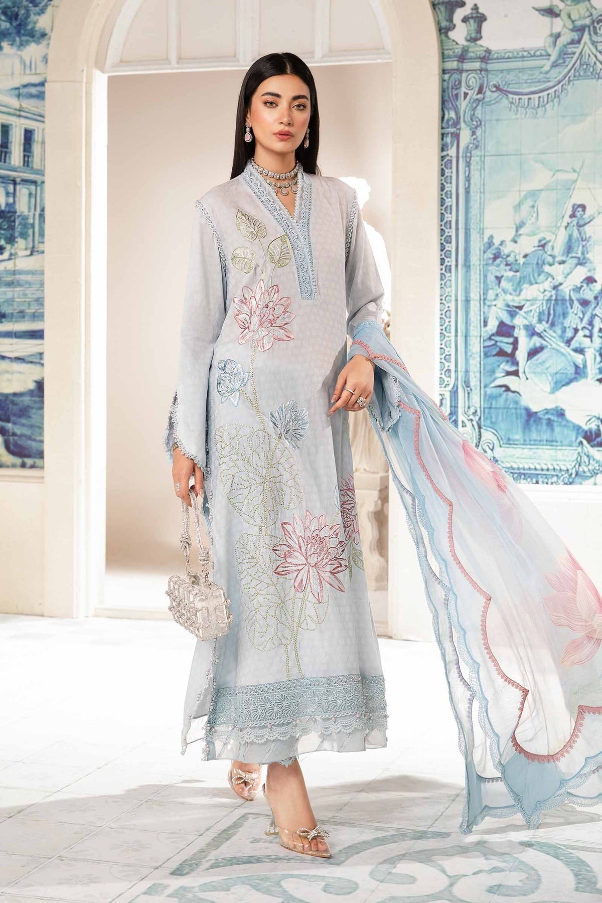 Maria.B | M Print Eid Edit | PT-2201-B - Designer Dress with Intricate embroidery and embellishments. Shop elegent wedding dress at Maria Faisal.
