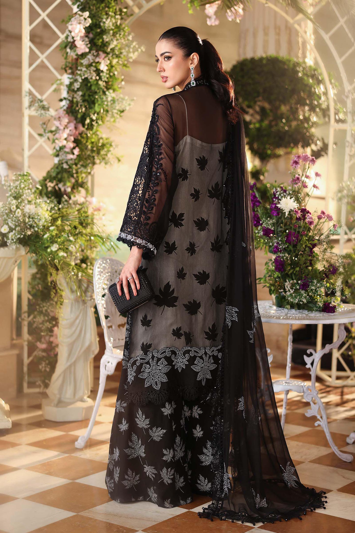 Maria b | Chiffon Formals 26 | MPC-26-101-Black - Formal Dress - available at Maria Faisal in UK and USA.