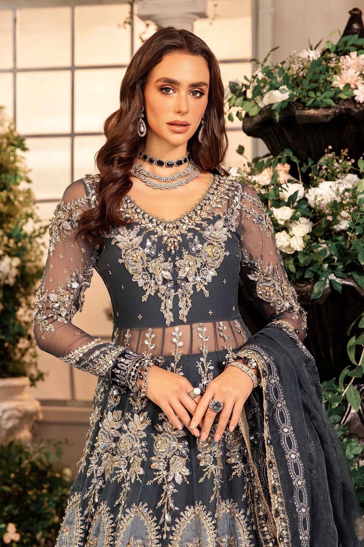 Maria B | Mbroidered Formals 24| Organza Suit | BD-2901 - Designer Dress with Intricate embroidery and embellishments. Shop elegent wedding dress at Maria Faisal.
