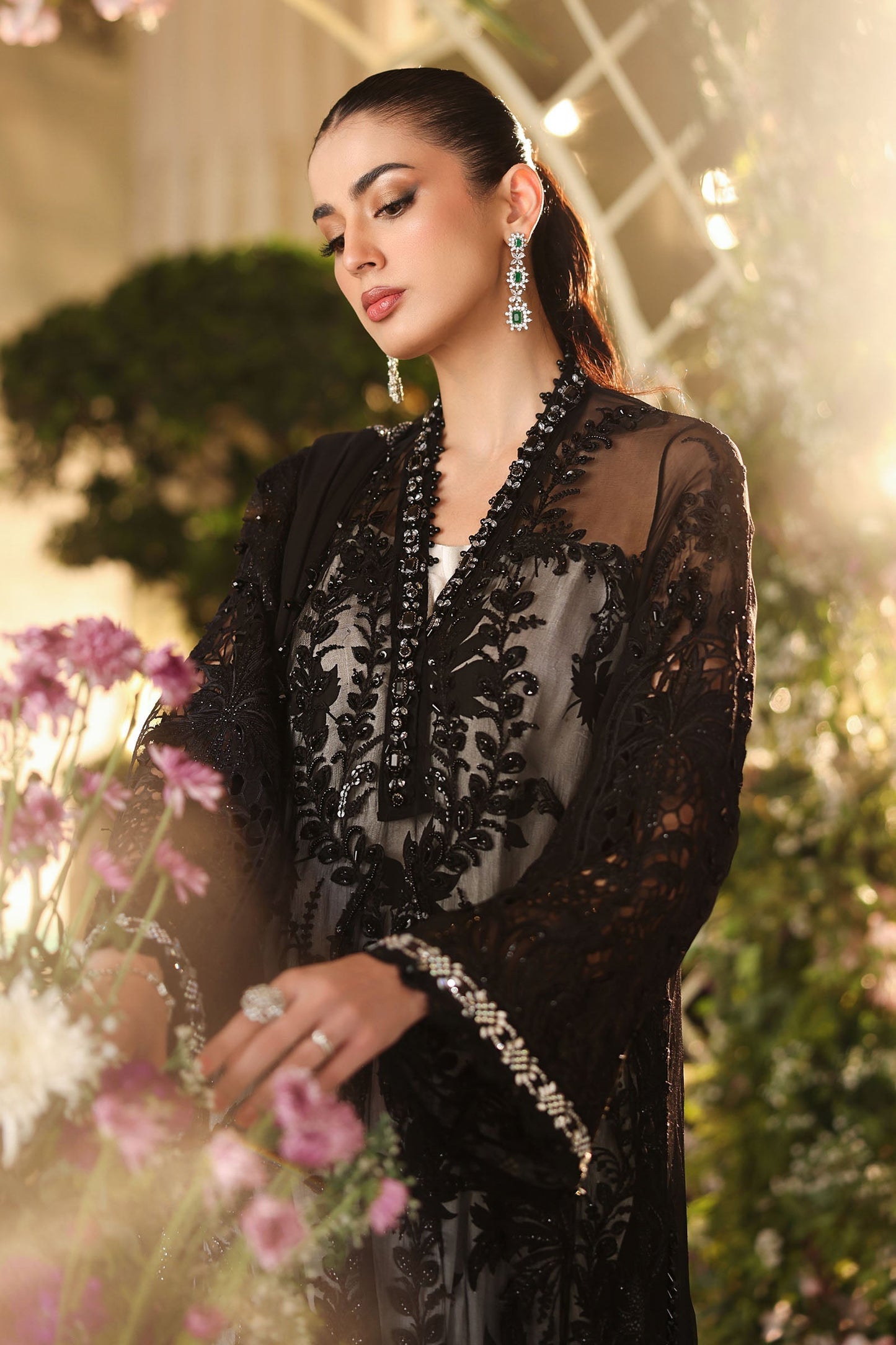 Maria b | Chiffon Formals 26 | MPC-26-101-Black - Formal Dress - available at Maria Faisal in UK and USA.