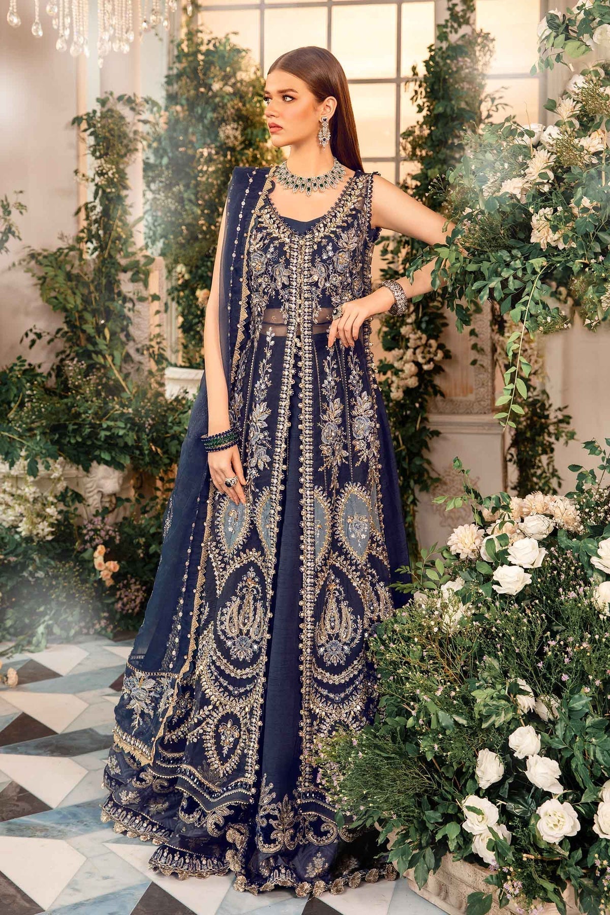 Maria B | Mbroidered Formals 24| Organza Suit | BD-2901 - Designer Dress with Intricate embroidery and embellishments. Shop elegent wedding dress at Maria Faisal.