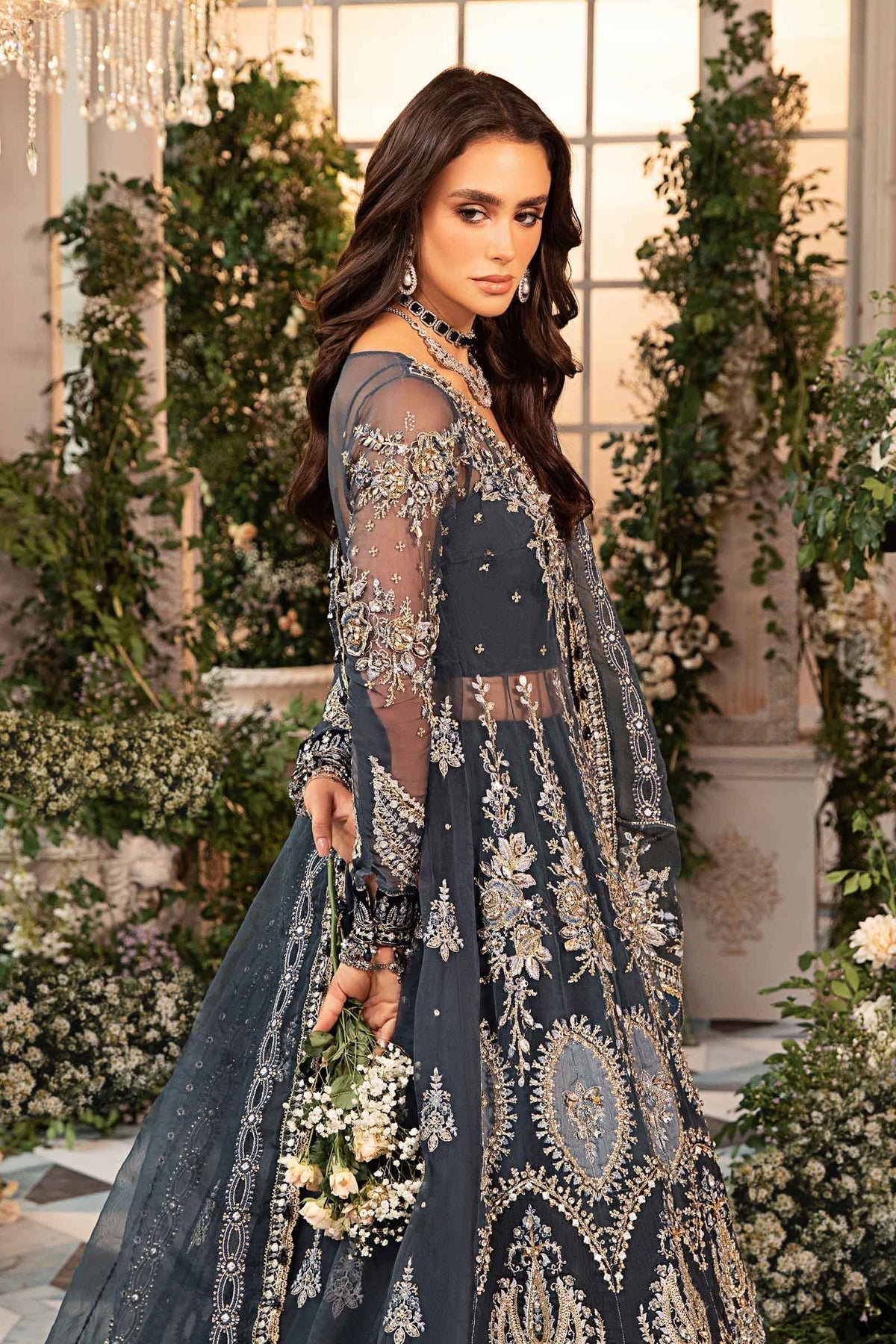 Maria B | Mbroidered Formals 24| Organza Suit | BD-2901 - Designer Dress with Intricate embroidery and embellishments. Shop elegent wedding dress at Maria Faisal.