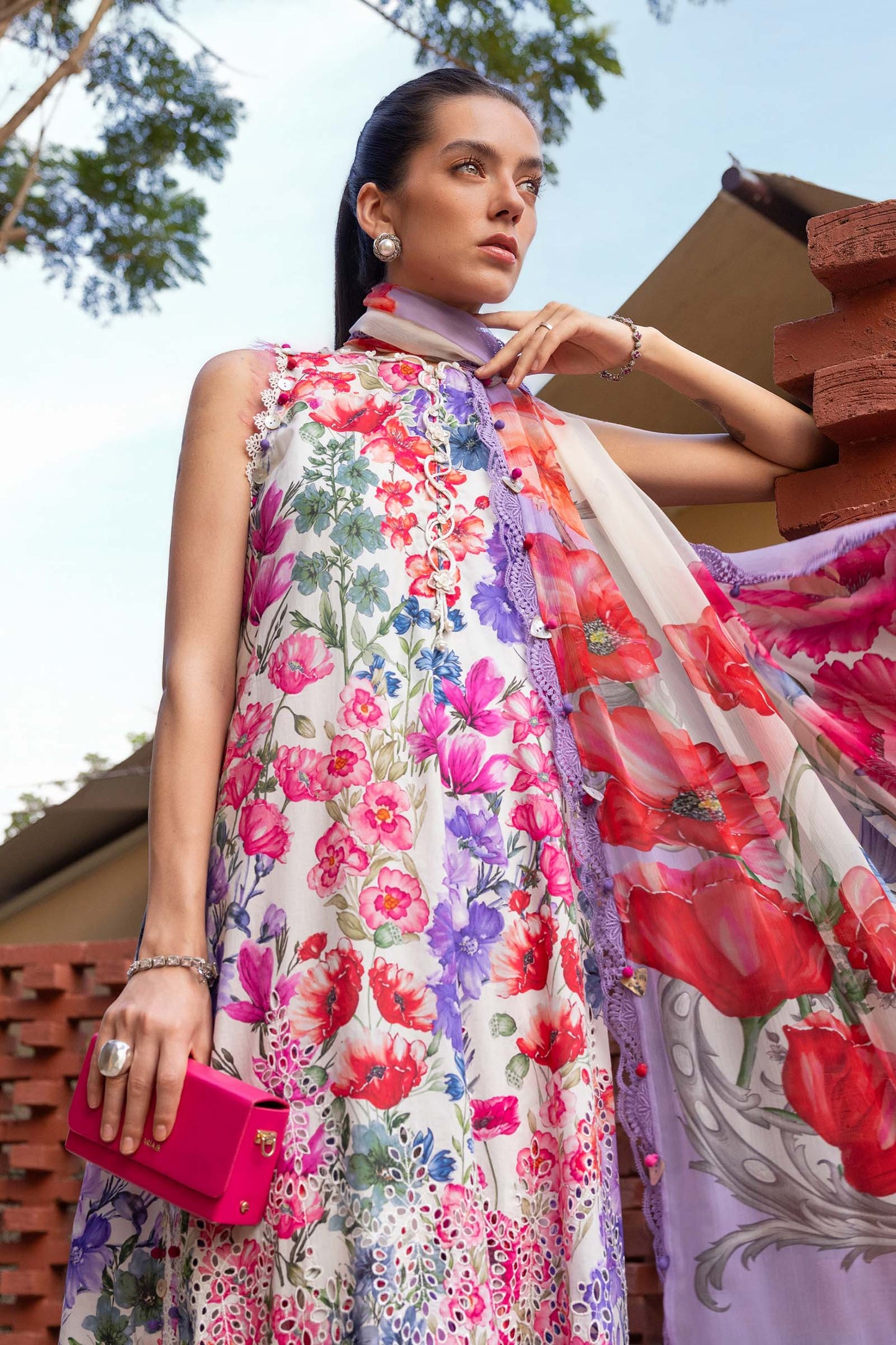 White Long Shirt with Plazo - Maria B | M Prints Eid'26 | MPT-2902-A - Ladies Clothes - Maria Faisal