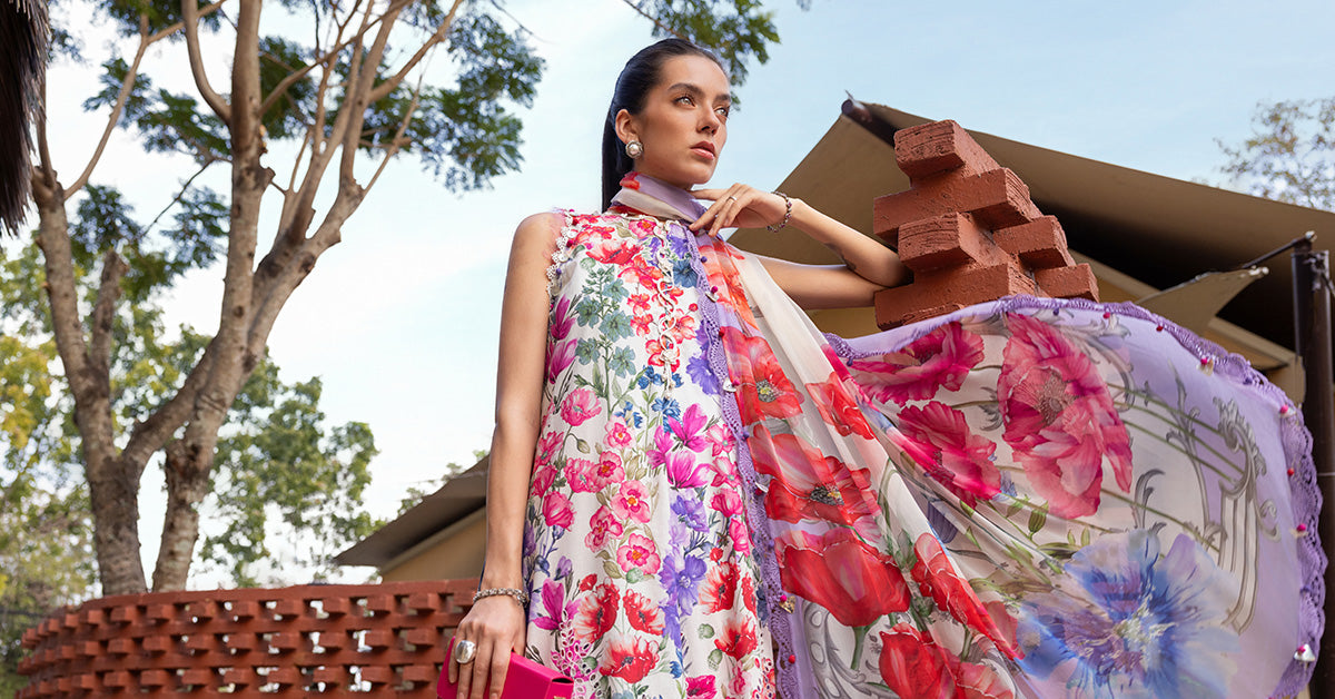 White Long Shirt with Plazo - Maria B | M Prints Eid'26 | MPT-2902-A - Ladies Clothes - Maria Faisal