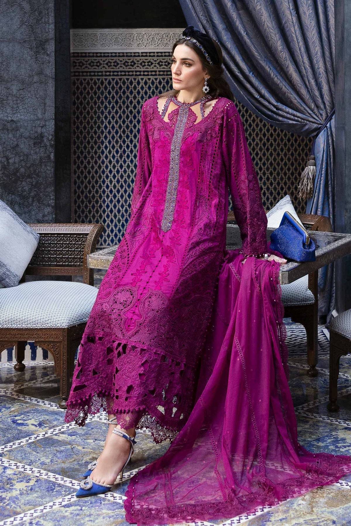 Maria B | Luxury Lawn 25 | D-2502-B by Maria Faisal - Registered Vendor of : Maria B - type : Ladies Clothes - 100% original wedding dresses